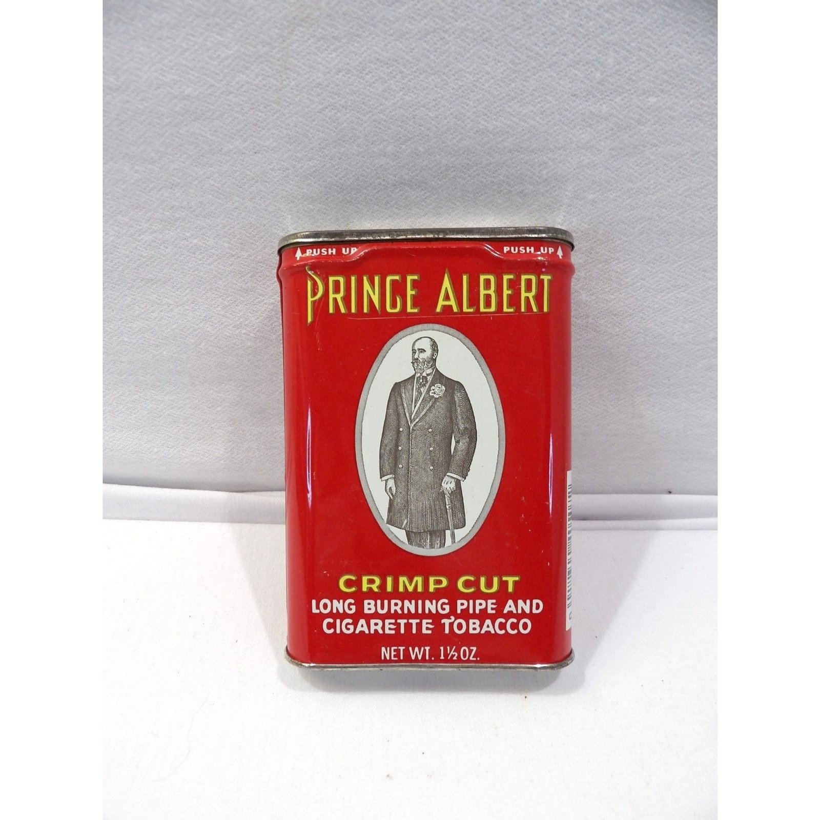 Vintage Prince Albert Crimp Cut tobacco tin, 1-1/2 oz, empty vintage tin box Vintage Prince Albert Crimp Cut tobacco tin, 1-1/2 oz, empty vintage tin box