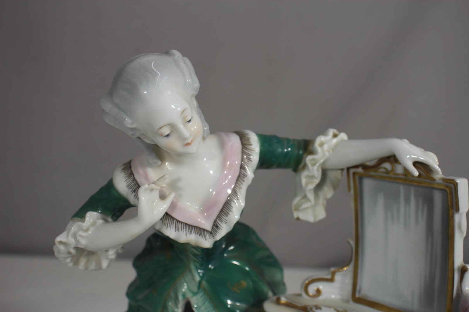 Antique German Karl Ens Volksted Porcelain Figurine Lady in Green Marked 11