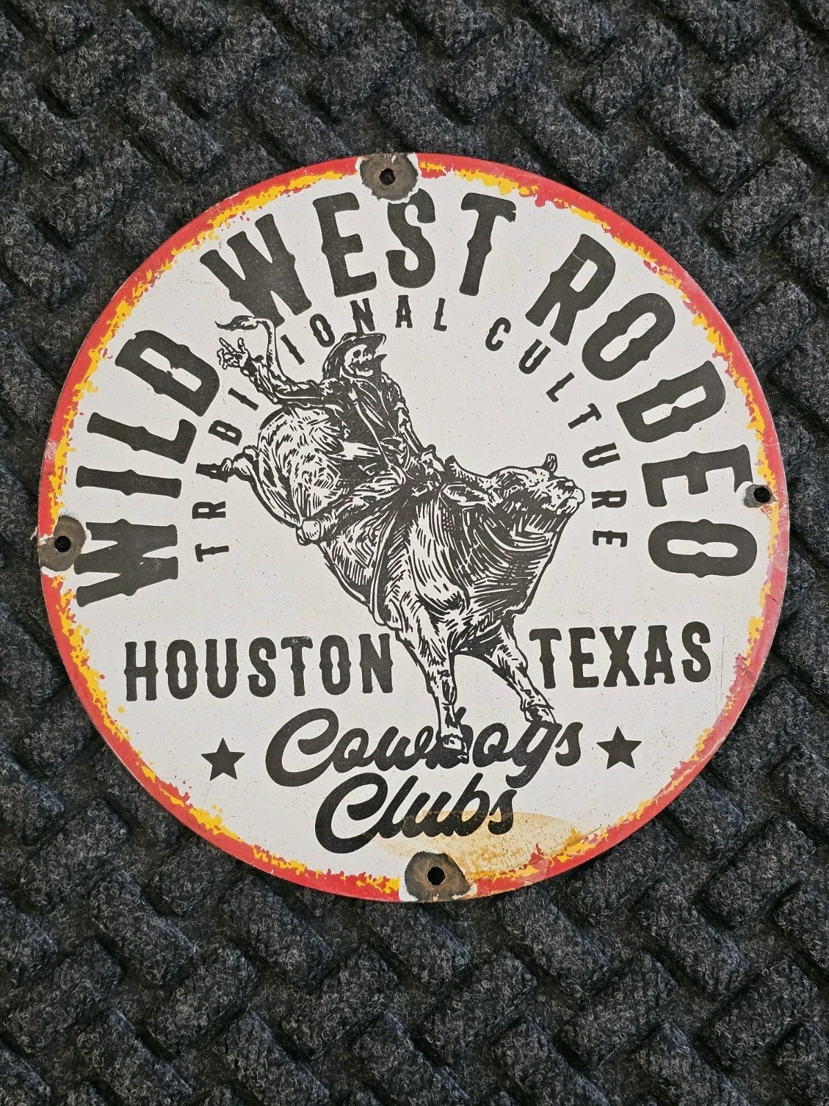 VINTAGE WILD WEST RODEO HOUSTON PORCELAIN SIGN DANCE CLUB HONKY TONK RODEO 12 VINTAGE WILD WEST RODEO HOUSTON PORCELAIN SIGN DANCE CLUB HONKY TONK RODEO 12