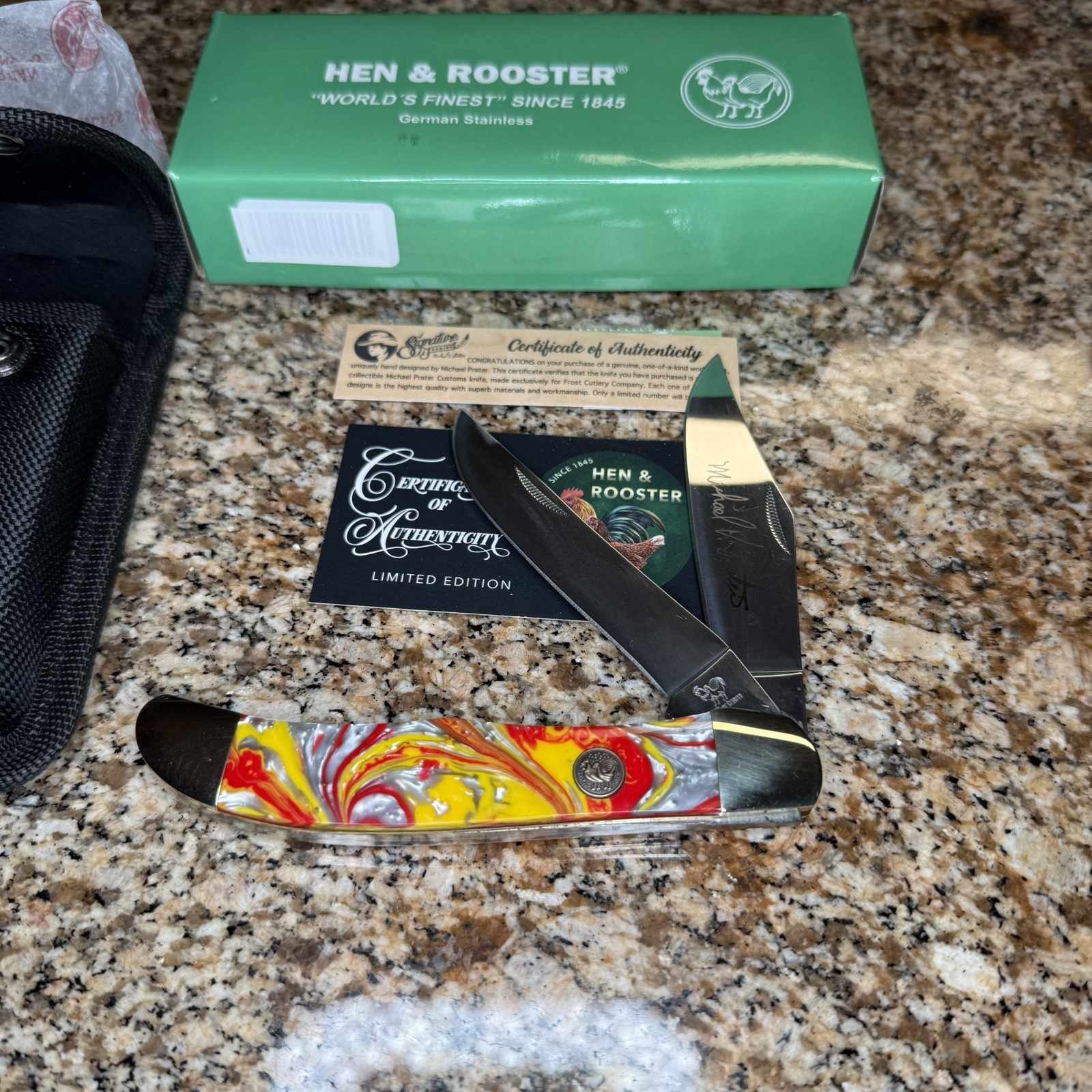Hen & Rooster Michael V. Prater 2-Blade Multicolor 069-MP/FIB Large Hunter knife Hen & Rooster Michael V. Prater 2-Blade Multicolor 069-MP/FIB Large Hunter knife