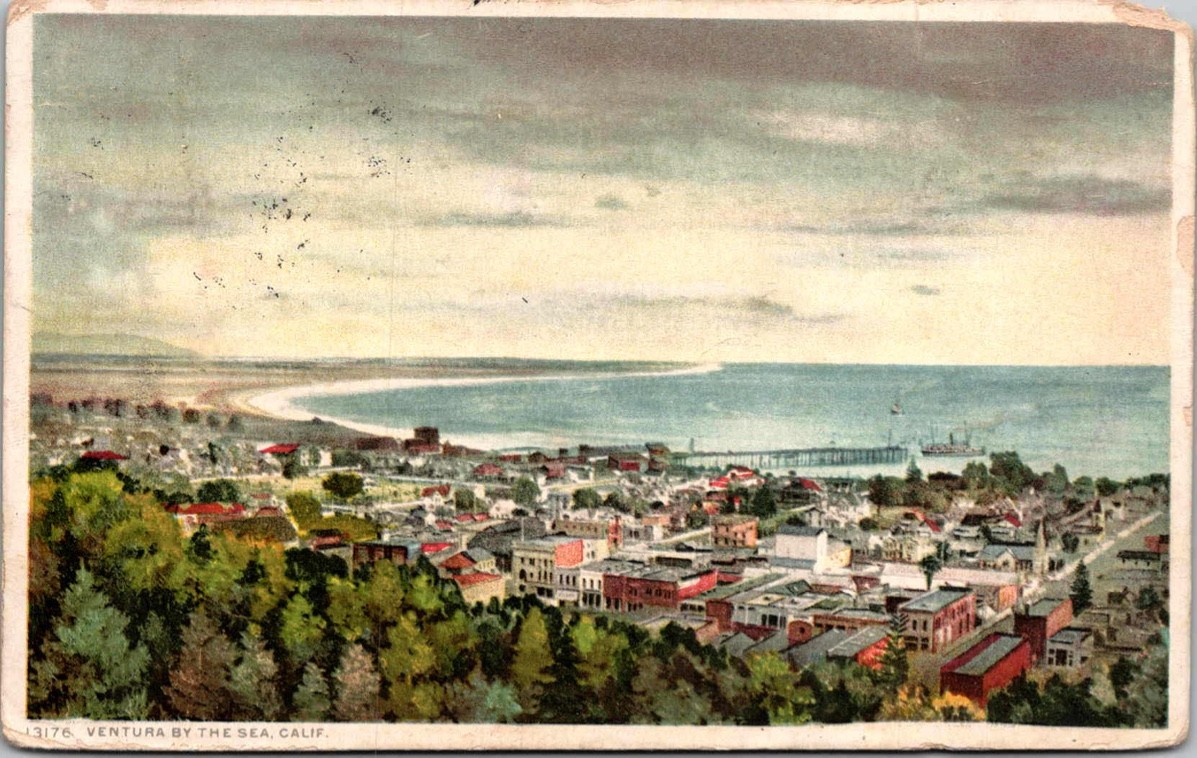 c1911 Birdseye View Ventura By The Sea California CA Phostint Detroit Postcard c1911 Birdseye View Ventura By The Sea California CA Phostint Detroit Postcard