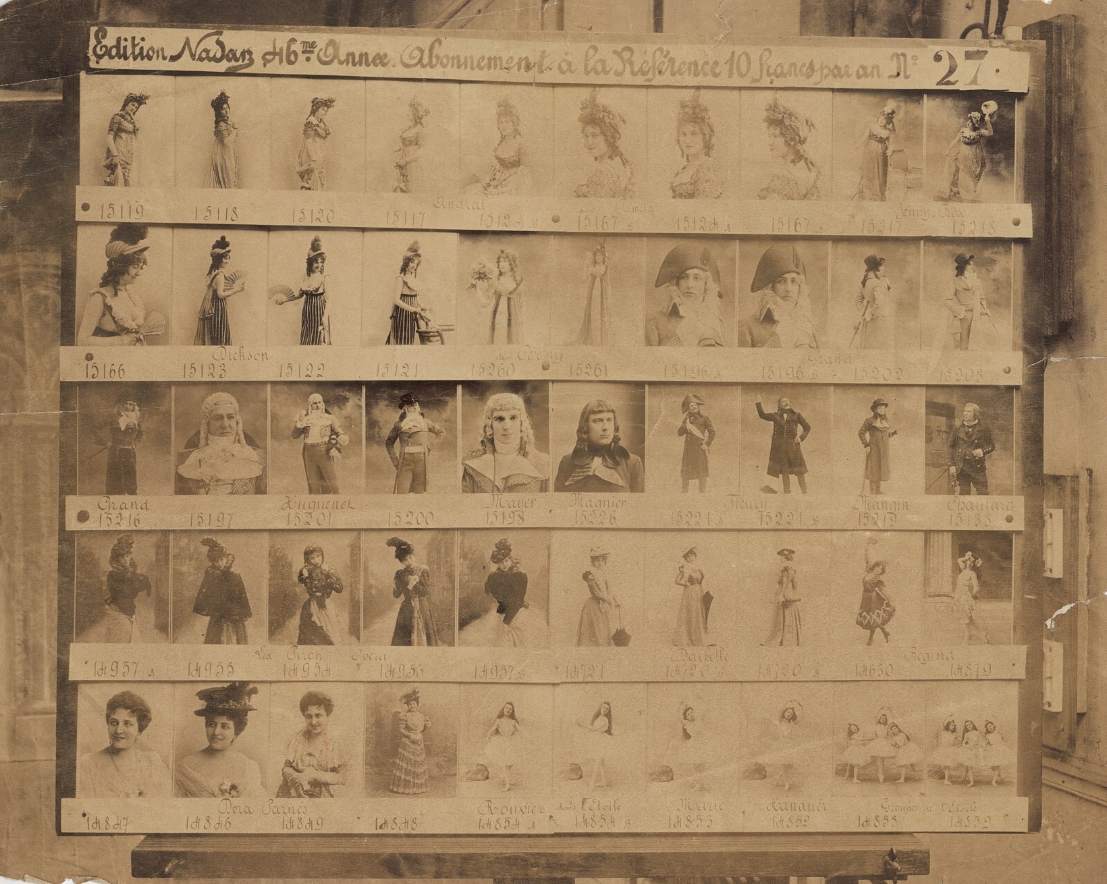 c. 1870\'s Exhibition of French Actors and Dancers Portraits Photograph by Nadar c. 1870\'s Exhibition of French Actors and Dancers Portraits Photograph by Nadar