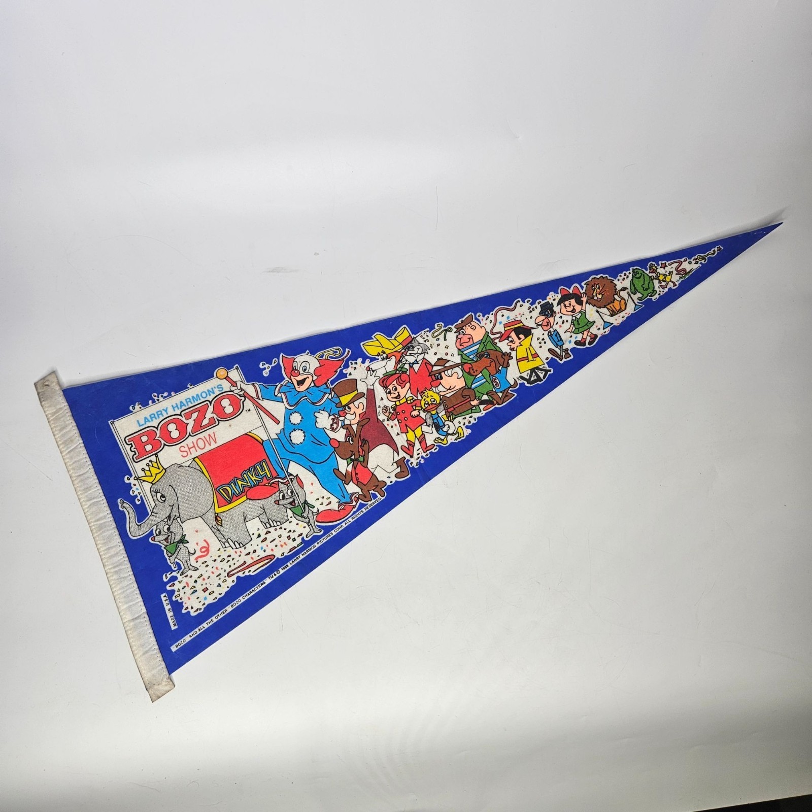 Vintage 1988 Larry Harmons Bozo Show Felt Pennant Circus Characters 30 Vintage 1988 Larry Harmons Bozo Show Felt Pennant Circus Characters 30