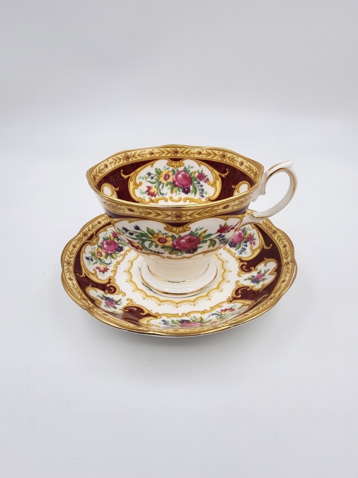 Vintage Royal Albert Lady Hamilton Bone China Cup & Saucer England Gold Floral Vintage Royal Albert Lady Hamilton Bone China Cup & Saucer England Gold Floral