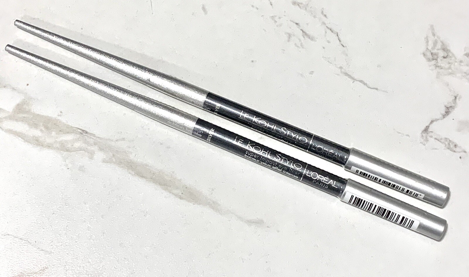 2X L\'Oreal Le Kohl Stylo Super Impact Eye Liner SILVER - full size, sealed NWOB 2X L\'Oreal Le Kohl Stylo Super Impact Eye Liner SILVER - full size, sealed NWOB