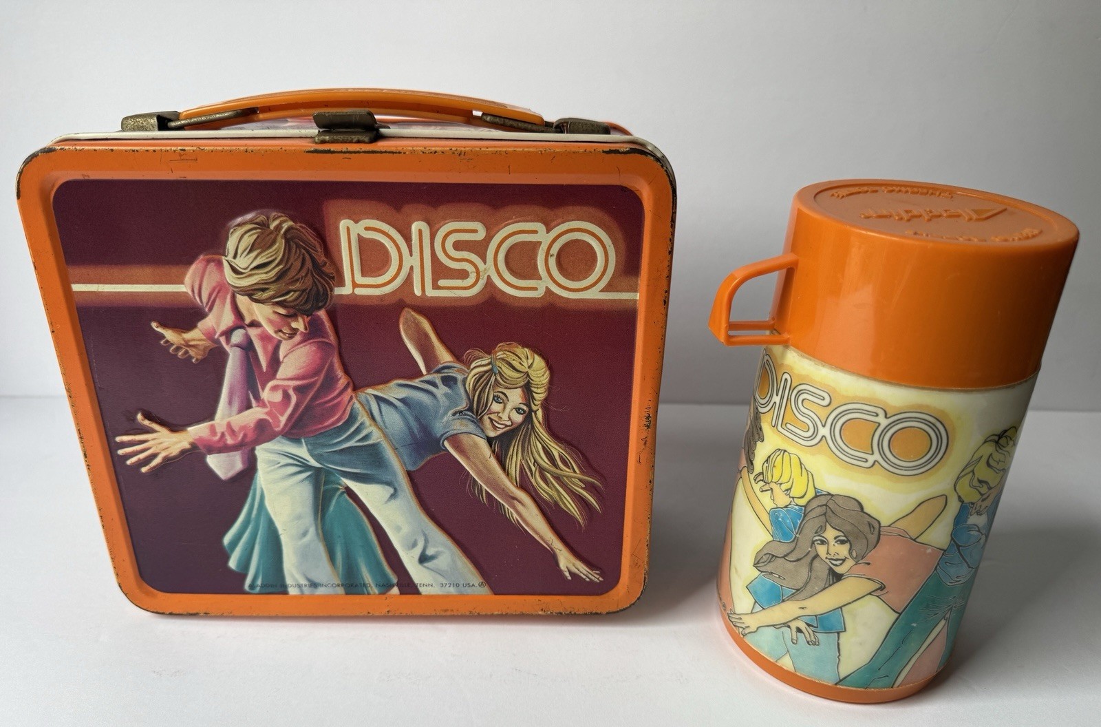 Vintage 70’s  Aladdin Disco Lunch Box + Thermos The Hustle Fever Lunchbox