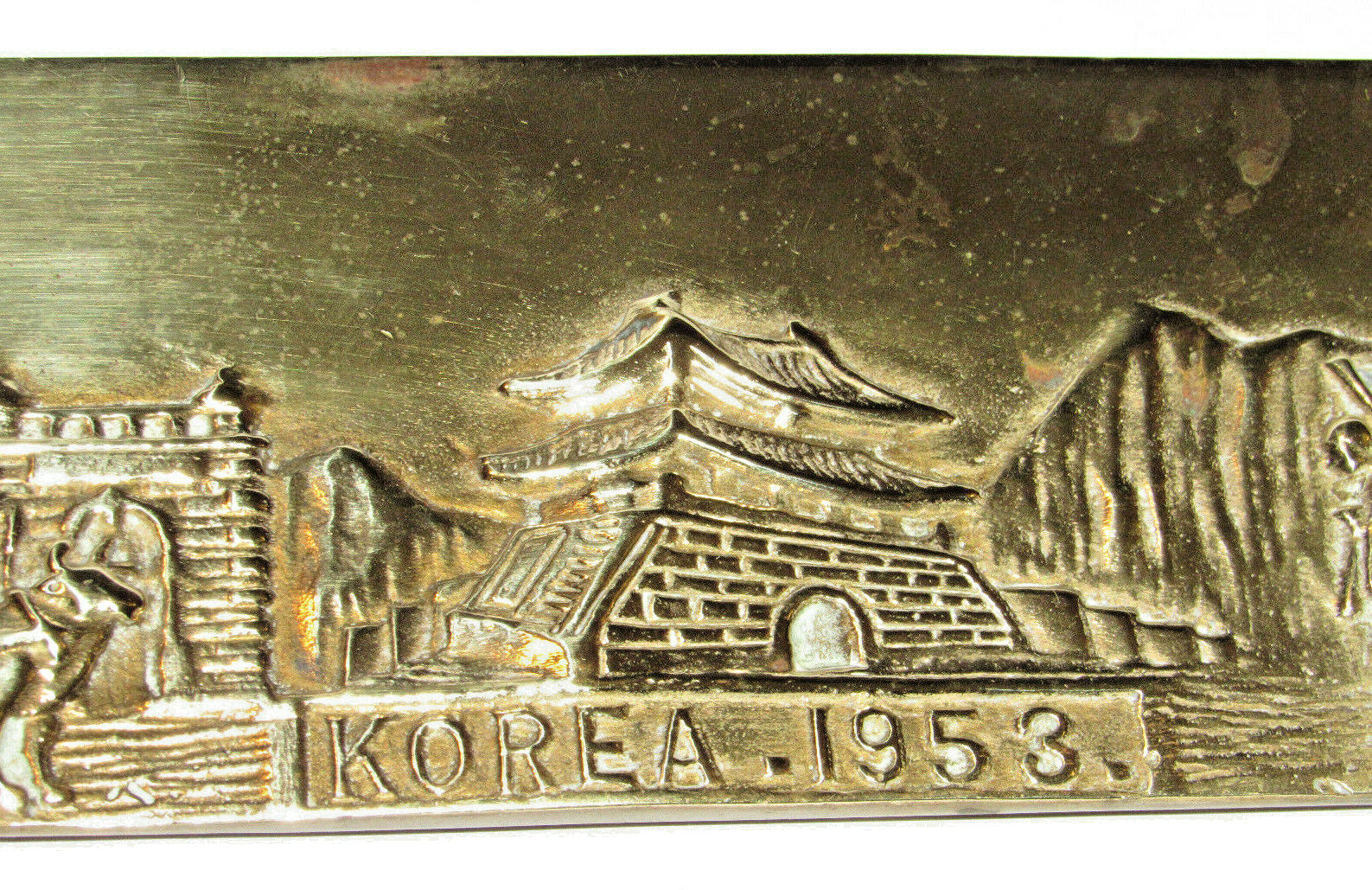 VTG 1953 KOREAN WAR BRASS \'COLONEL INFANTRY\' NAMEPLATE LANDSCAPE SCENE 11\