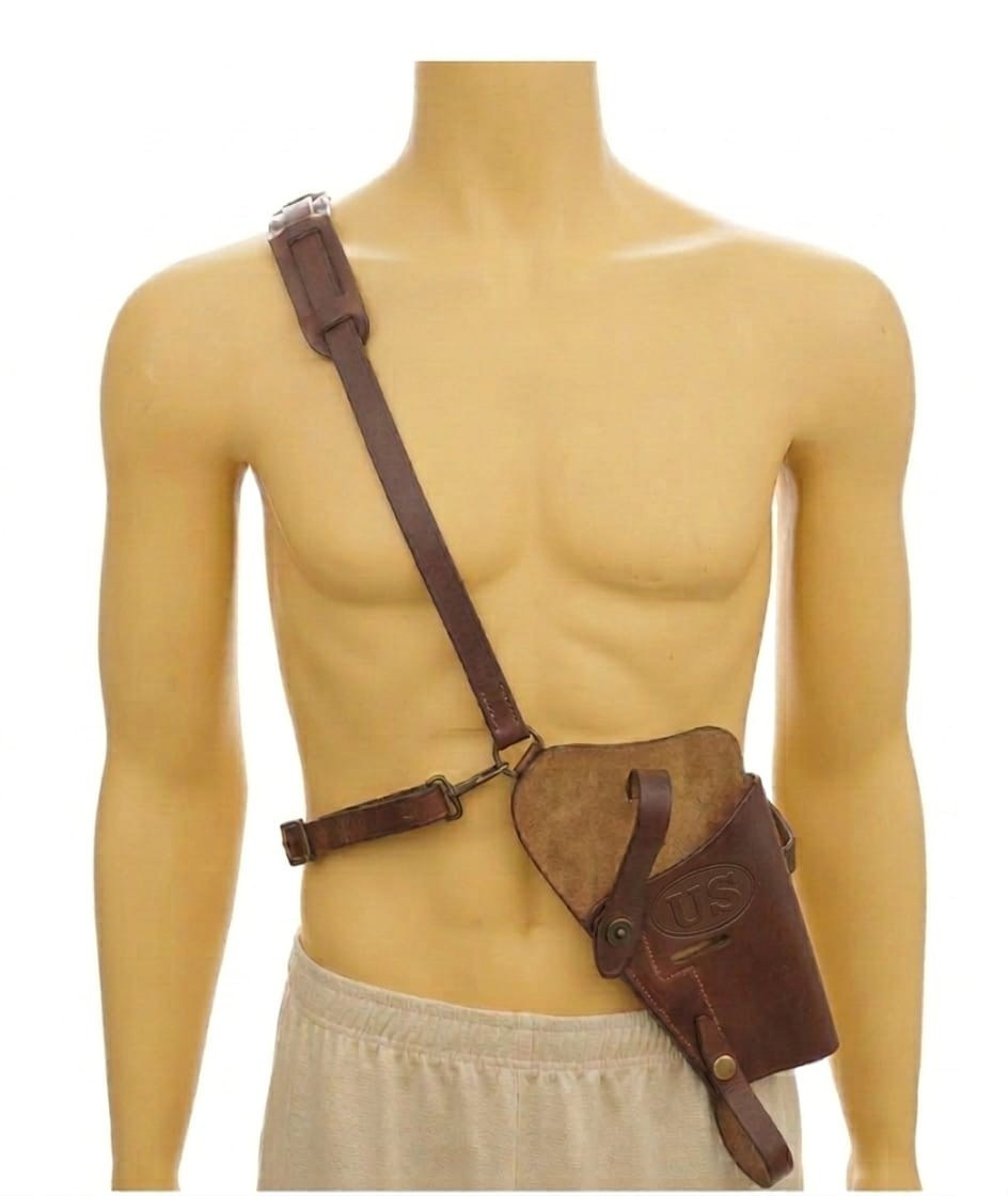 US WW2 M7 Leather Shoulder Holster for Colt M1911 .45 ACP Pistol Replica Brown. US WW2 M7 Leather Shoulder Holster for Colt M1911 .45 ACP Pistol Replica Brown.