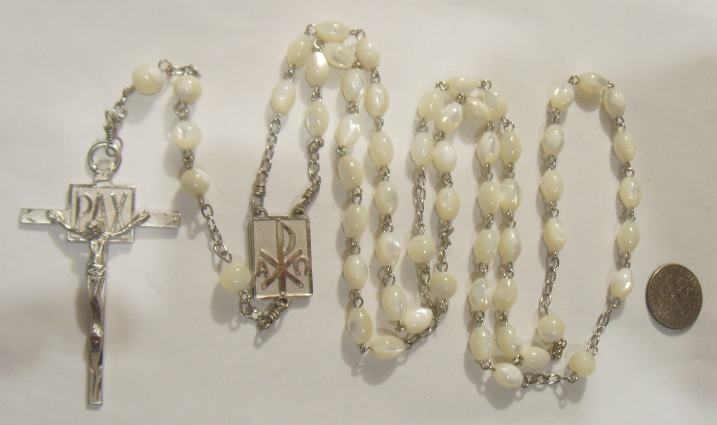 1986 vintage religious catholic Pax Assisi Summit rosary moon stone beads 54573 1986 vintage religious catholic Pax Assisi Summit rosary moon stone beads 54573