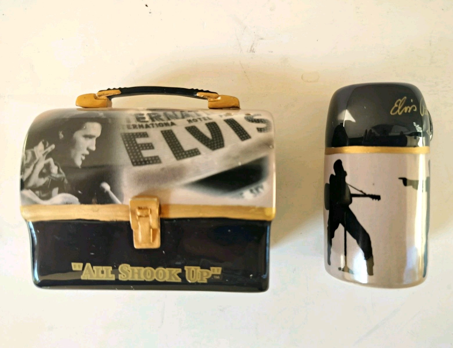 Vintage Elvis Presley Lunchbox Salt and Pepper Shakers Set Vintage Elvis Presley Lunchbox Salt and Pepper Shakers Set