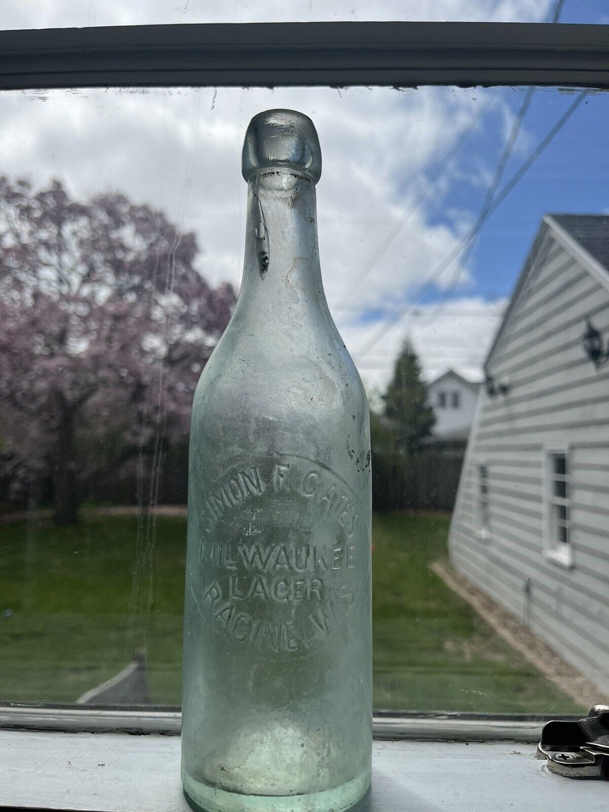 Vintage Rare Simon F. Gates Milwaukee Lager Blob Beer Bottle Racine Wi Wisconsin