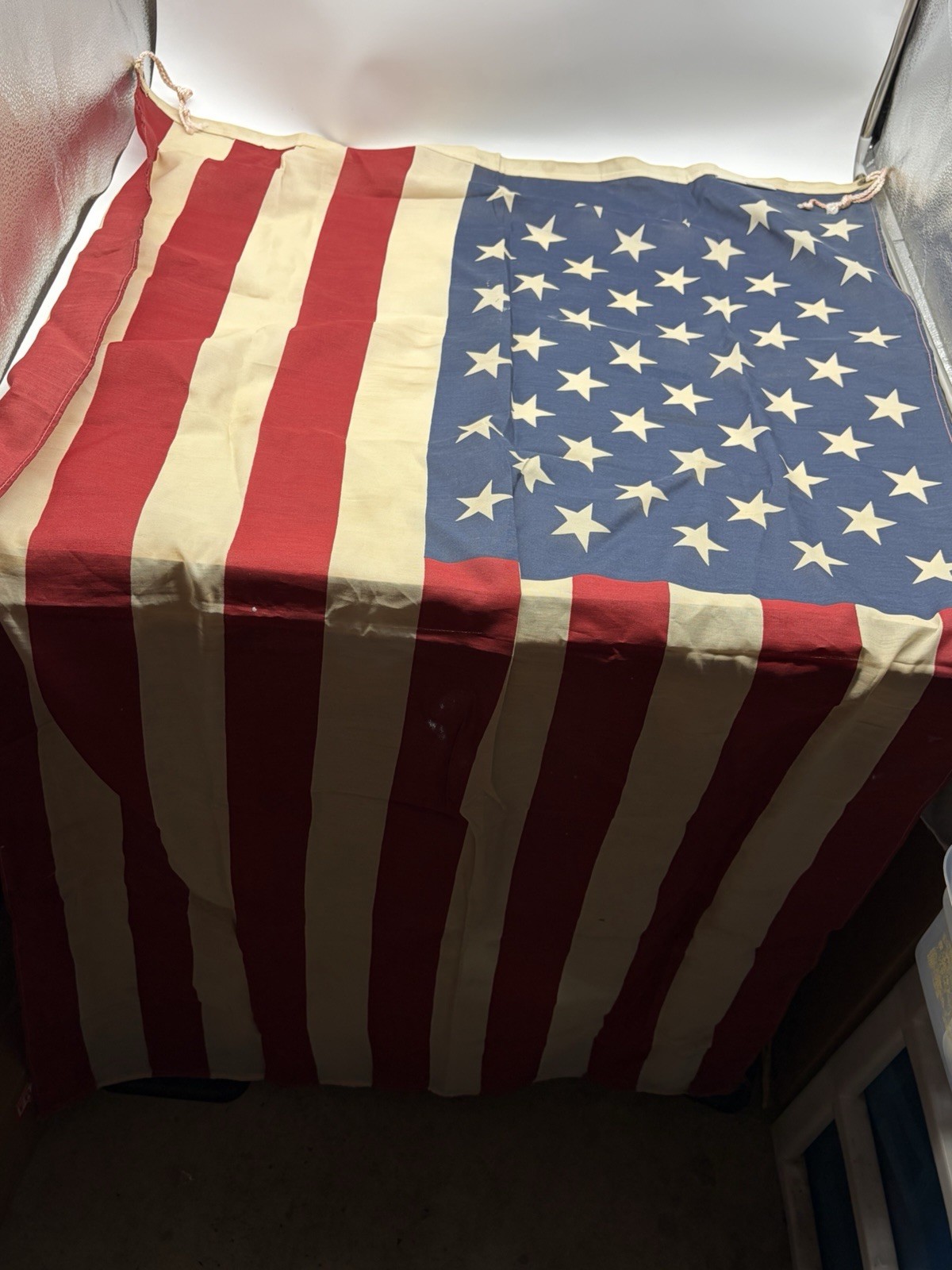 US Flag 50 Star Vintage Defiance Made by Annin & CO Cotton  33x 62