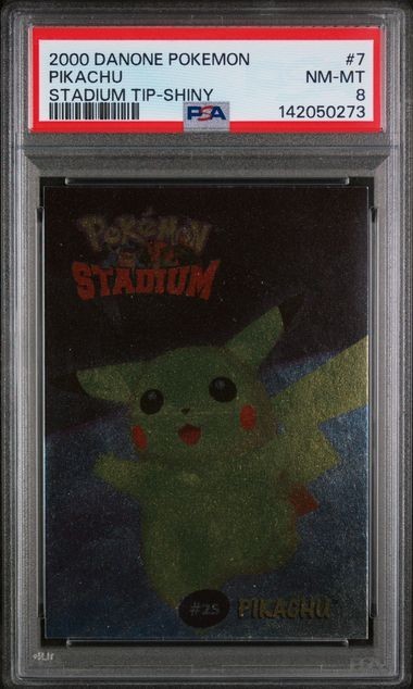 PSA 8 2000 POKEMON Danone PIKACHU #7 STADIUM TIP-SHINY