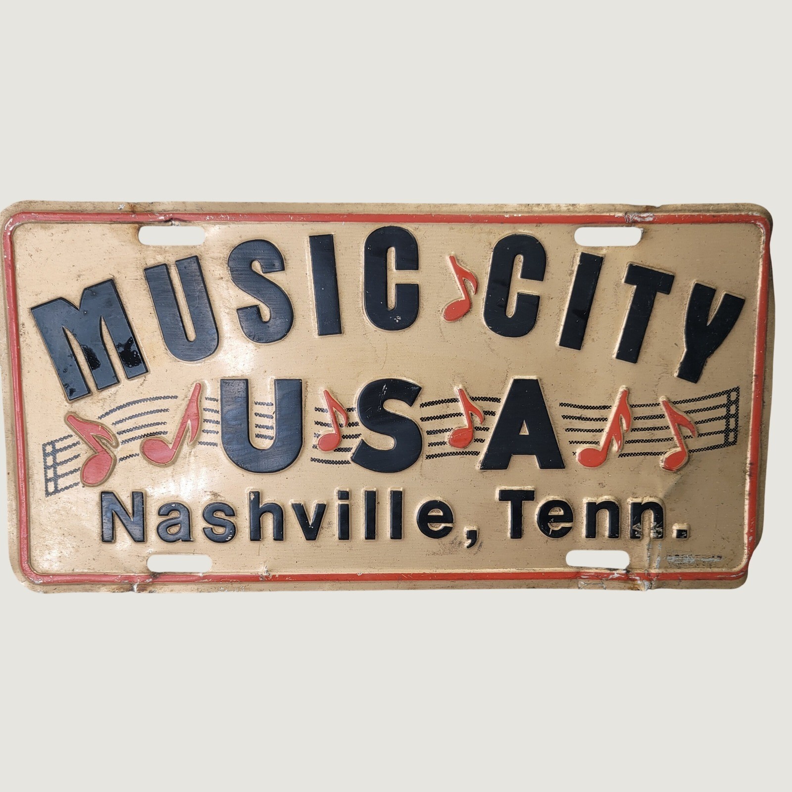 Vintage Music City USA Nashville Tenn License Plate Souvenir Metal Embossed Sign Vintage Music City USA Nashville Tenn License Plate Souvenir Metal Embossed Sign