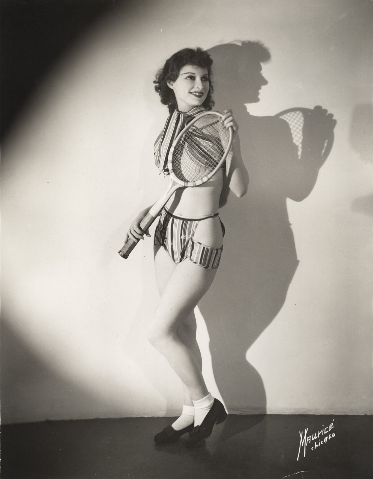 c. 1920's Woman with Tennis Racket Photograph by Maurice of Chicago ART DECO c. 1920's Woman with Tennis Racket Photograph by Maurice of Chicago ART DECO
