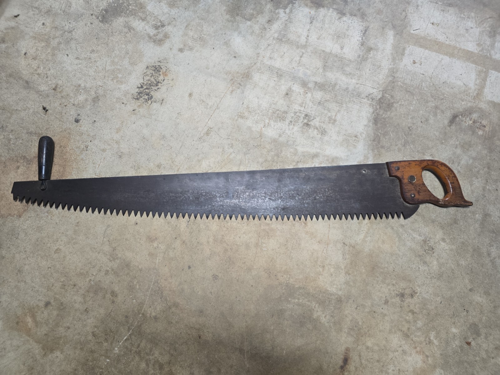 Vintage Warranted Superior Crosscut One Man Logging Saw Wood Handle 41 Vintage Warranted Superior Crosscut One Man Logging Saw Wood Handle 41