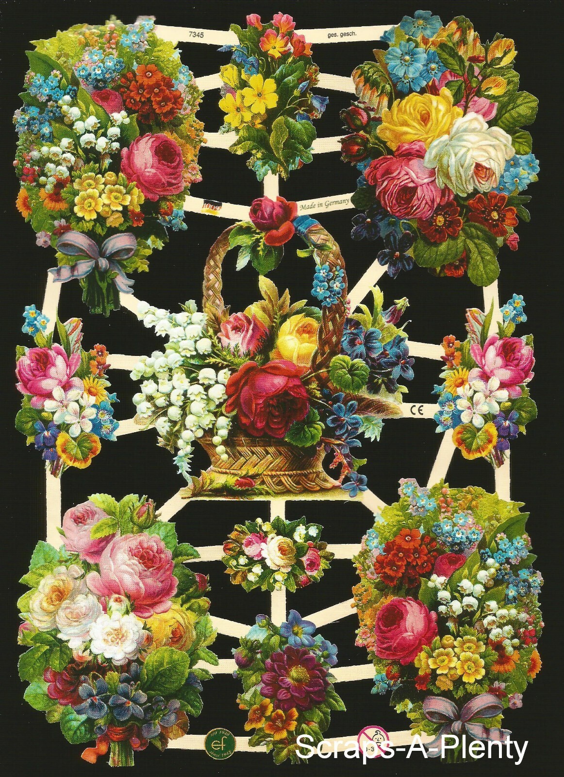 German Embossed Vintage Style Scrap Die Cut - Bold Flowers WOW EF7345 German Embossed Vintage Style Scrap Die Cut - Bold Flowers WOW EF7345