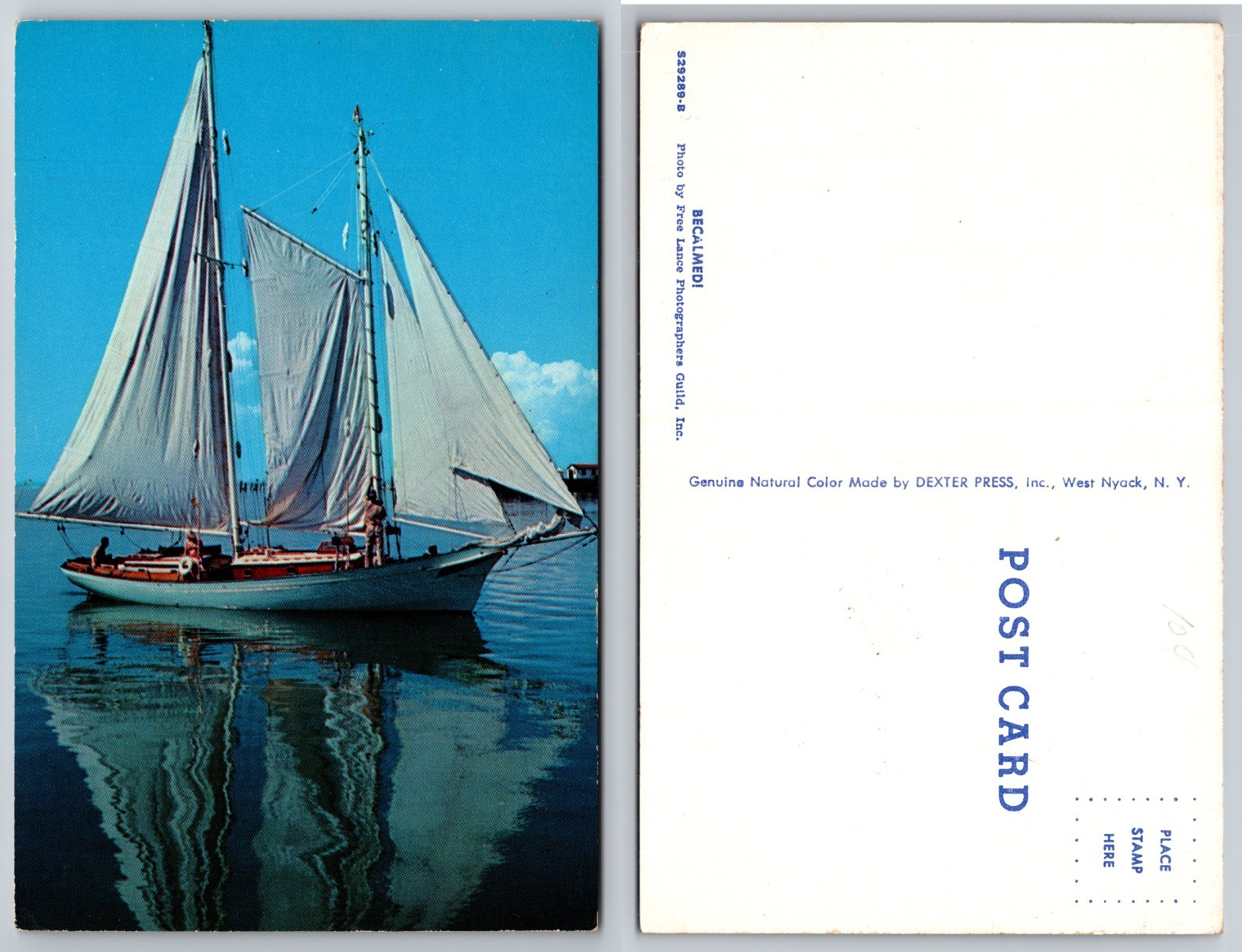 Sailboat Reflections On Calm Water Postcard