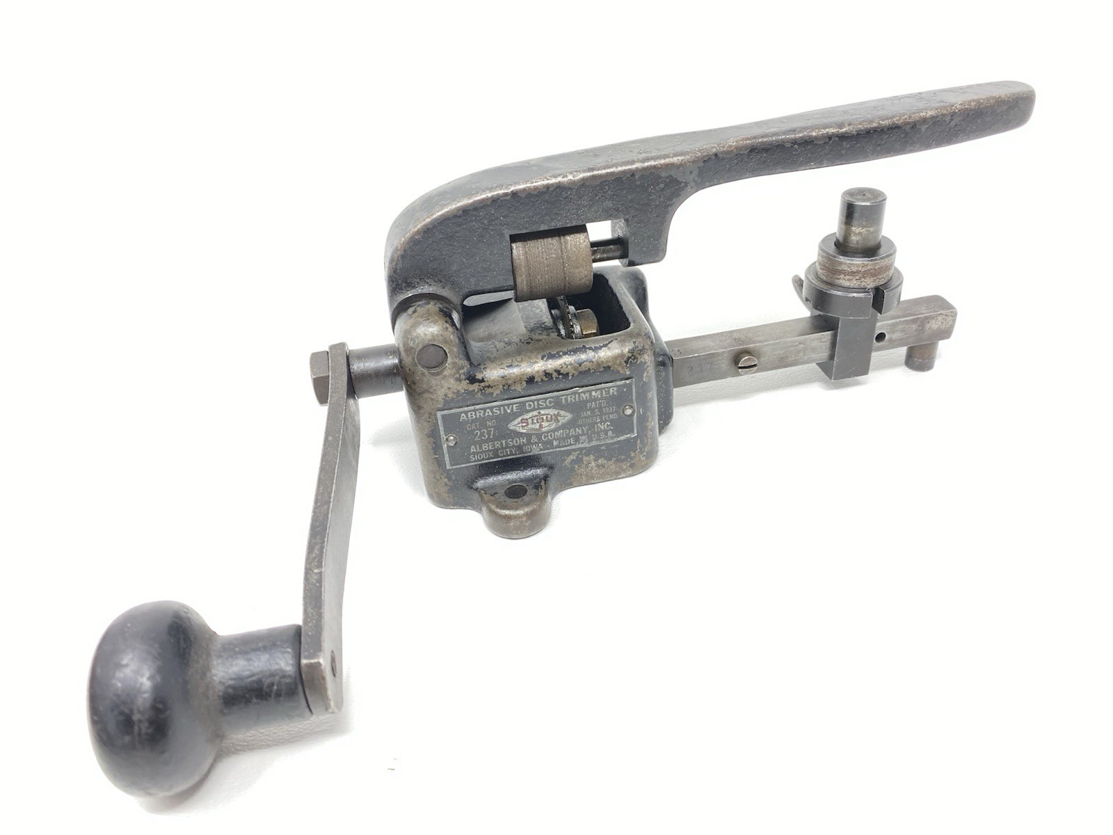 Vintage Sioux No. 237 Abrasive Disc Trimmer Made In USA Manual Hand Cranked