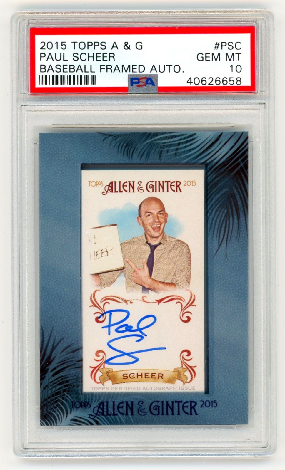 2015 Topps Allen & Ginter Framed Mini Paul Scheer Auto Signature PSA 10 POP 2 2015 Topps Allen & Ginter Framed Mini Paul Scheer Auto Signature PSA 10 POP 2