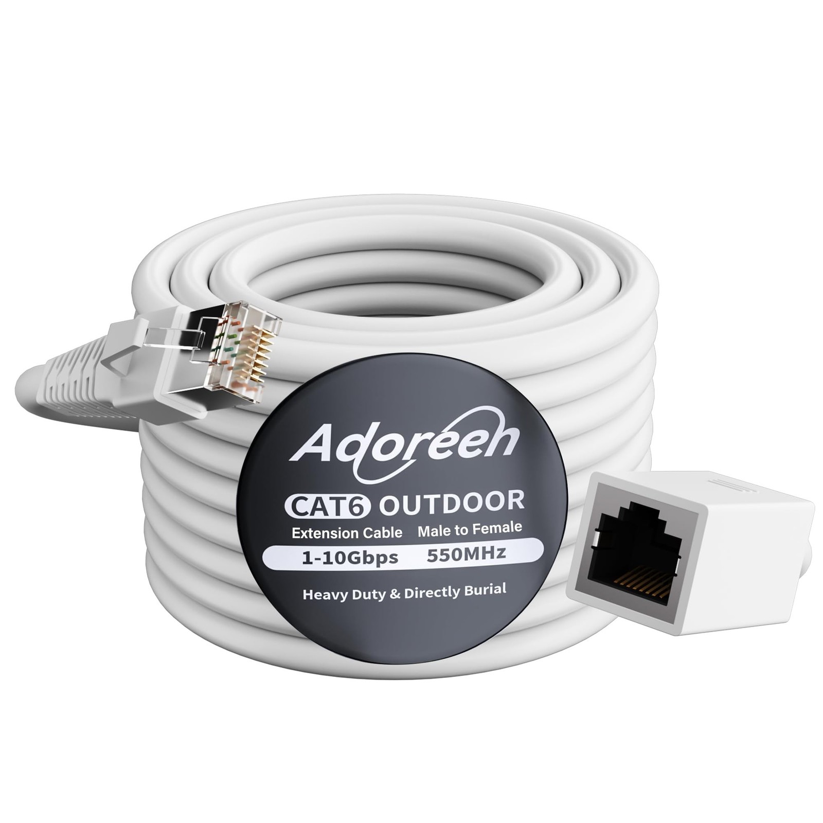 Adoreen Cat 6 Outdoor Ethernet Extension Cable 100 Ft White, High Speed Male ... Adoreen Cat 6 Outdoor Ethernet Extension Cable 100 Ft White, High Speed Male ...