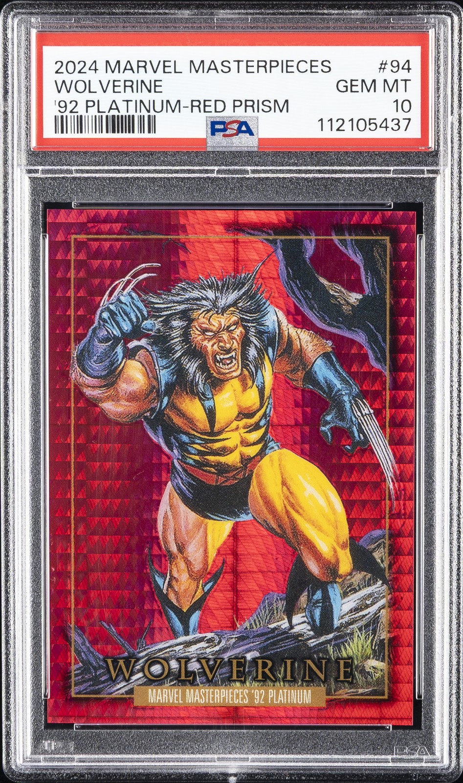 2024 UD MARVEL MASTERPIECES \'92 PLATINUM RED PRISM #94 WOLVERINE 297/492 PSA 10
