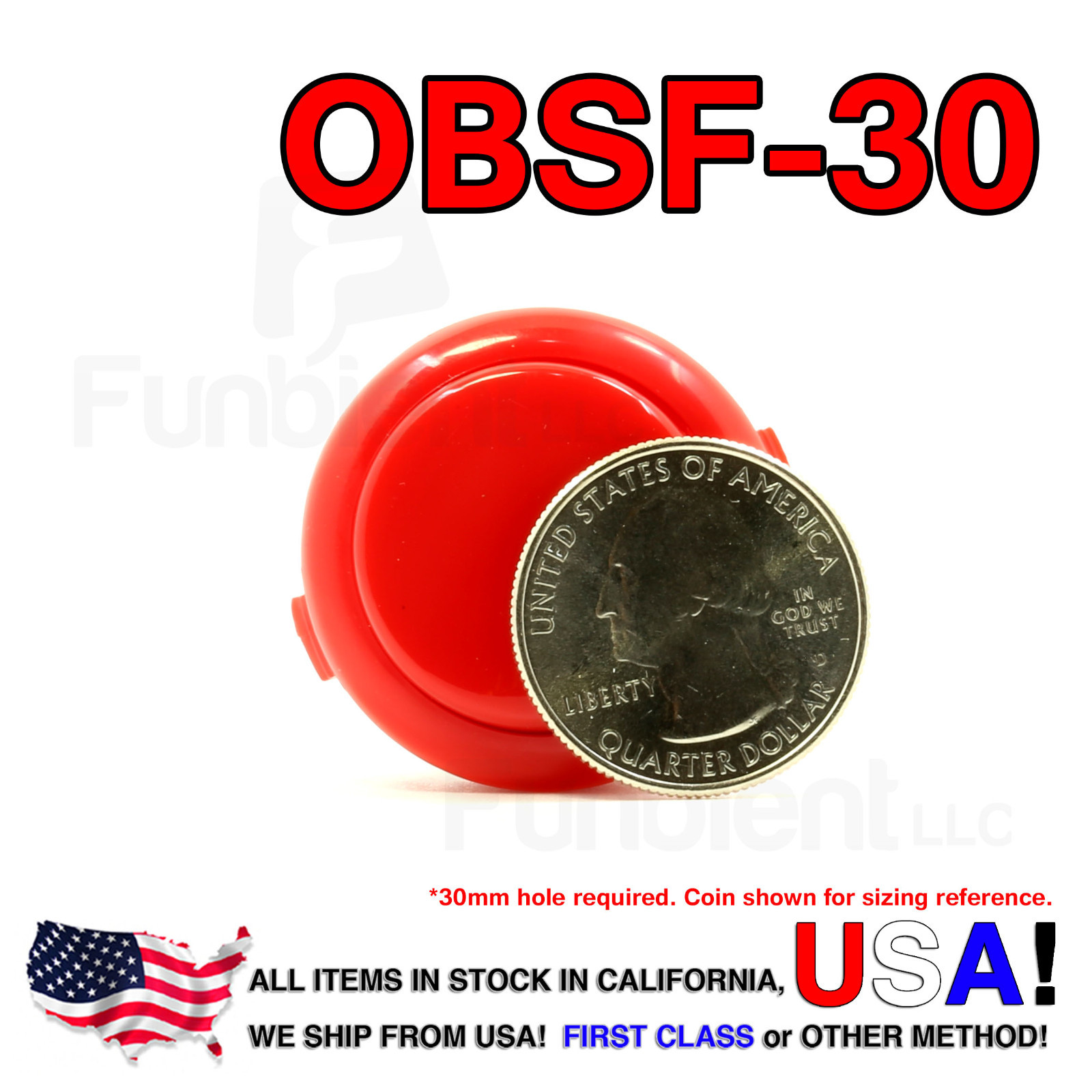 Sanwa Denshi Original OBSF-30 Red Push Button JAMMA guitar killswitch 30mm