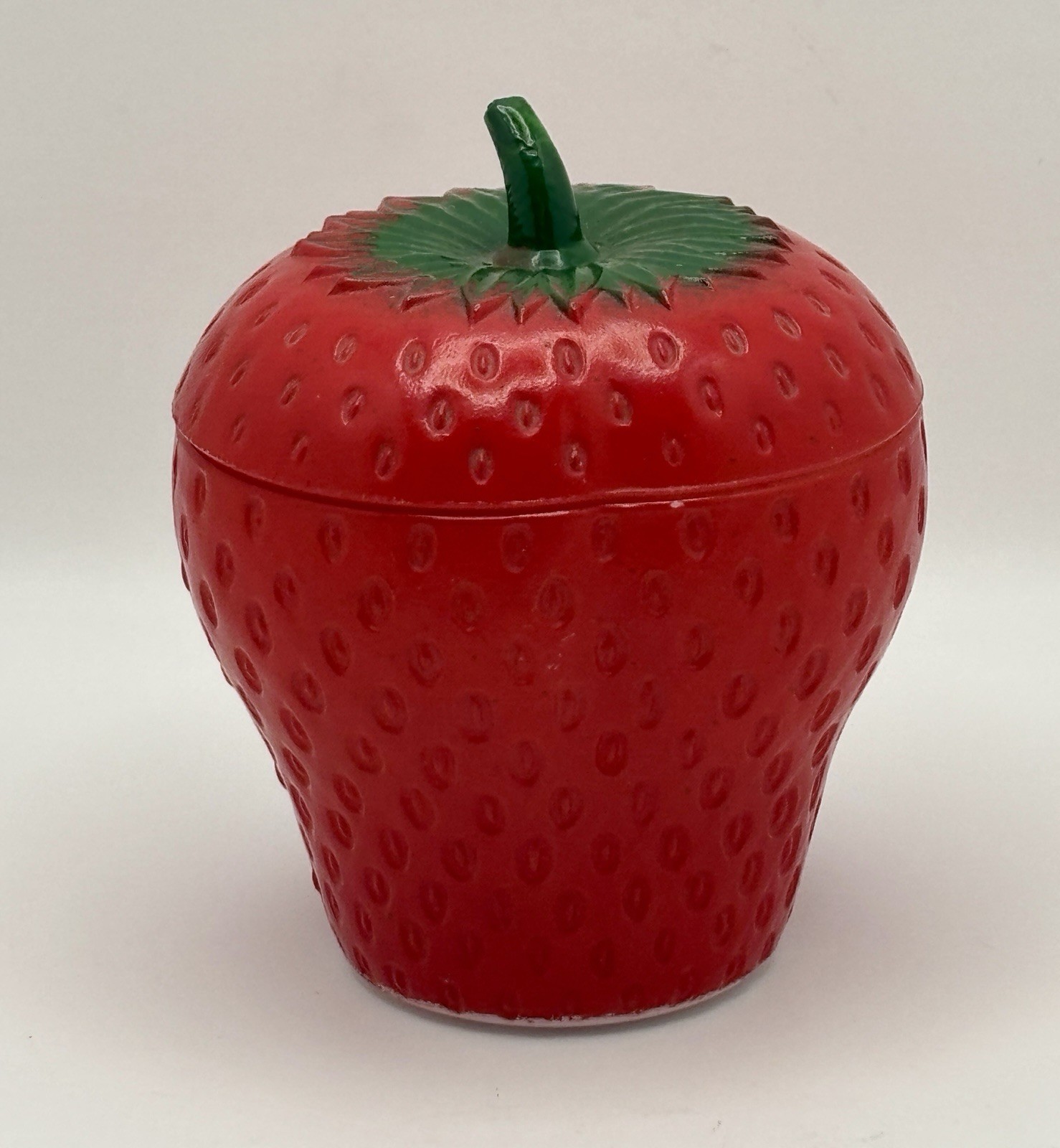Vintage Hazel Atlas Lidded Strawberry Jam Jelly Storage Jar Milk Glass 4 Inch