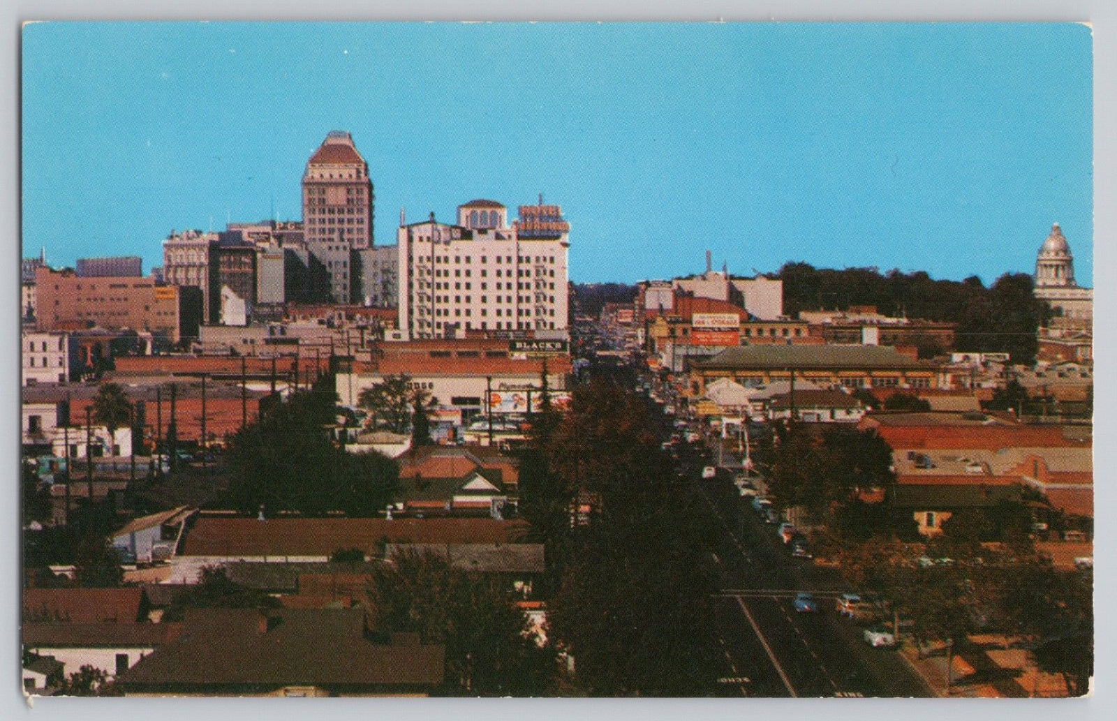 Aerial View of Downtown Skyline Fresno California Vintage Postcard Unposted