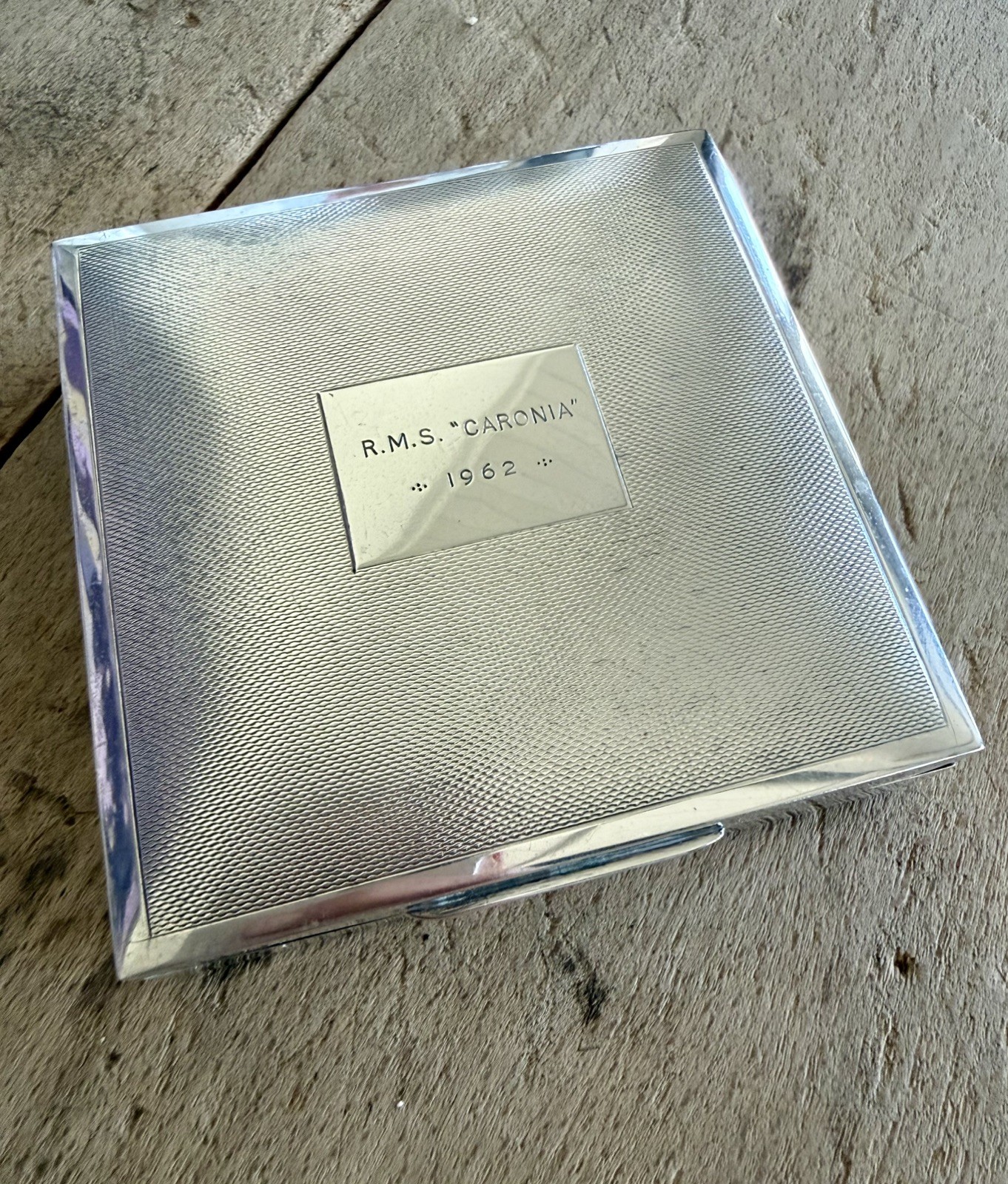 Vintage Silver Hallmarked Trinket Box 1962 RMS Caronia World Cruise (Cunard) Vintage Silver Hallmarked Trinket Box 1962 RMS Caronia World Cruise (Cunard)