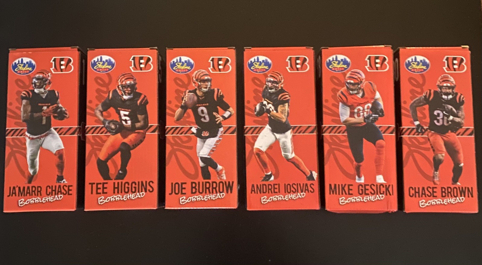 2025/2026 Skyline Chili Cincinnati Bengals Bobblehead COMPLETE SET Unopened NIB 2025/2026 Skyline Chili Cincinnati Bengals Bobblehead COMPLETE SET Unopened NIB