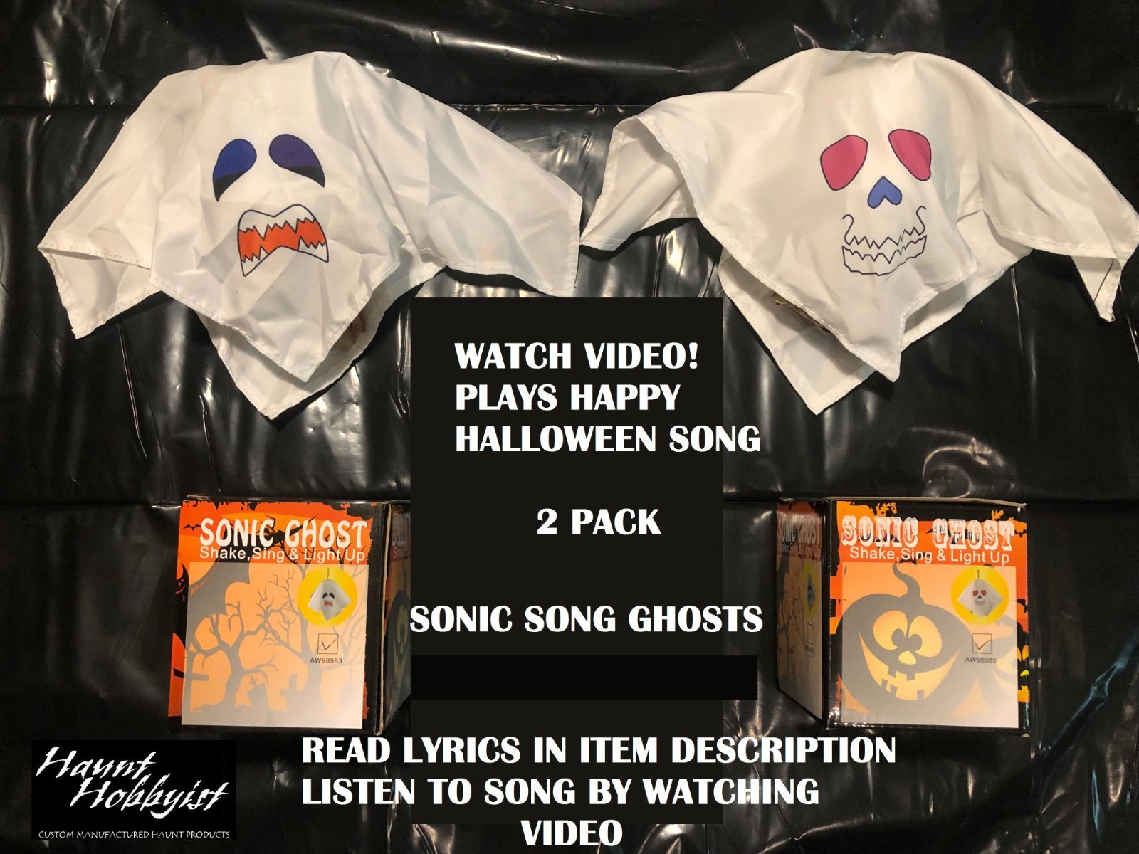Sonic SONG Ghost Halloween Shakes SINGS LED\'s NEW decor sound NOT vintage 2 PACK