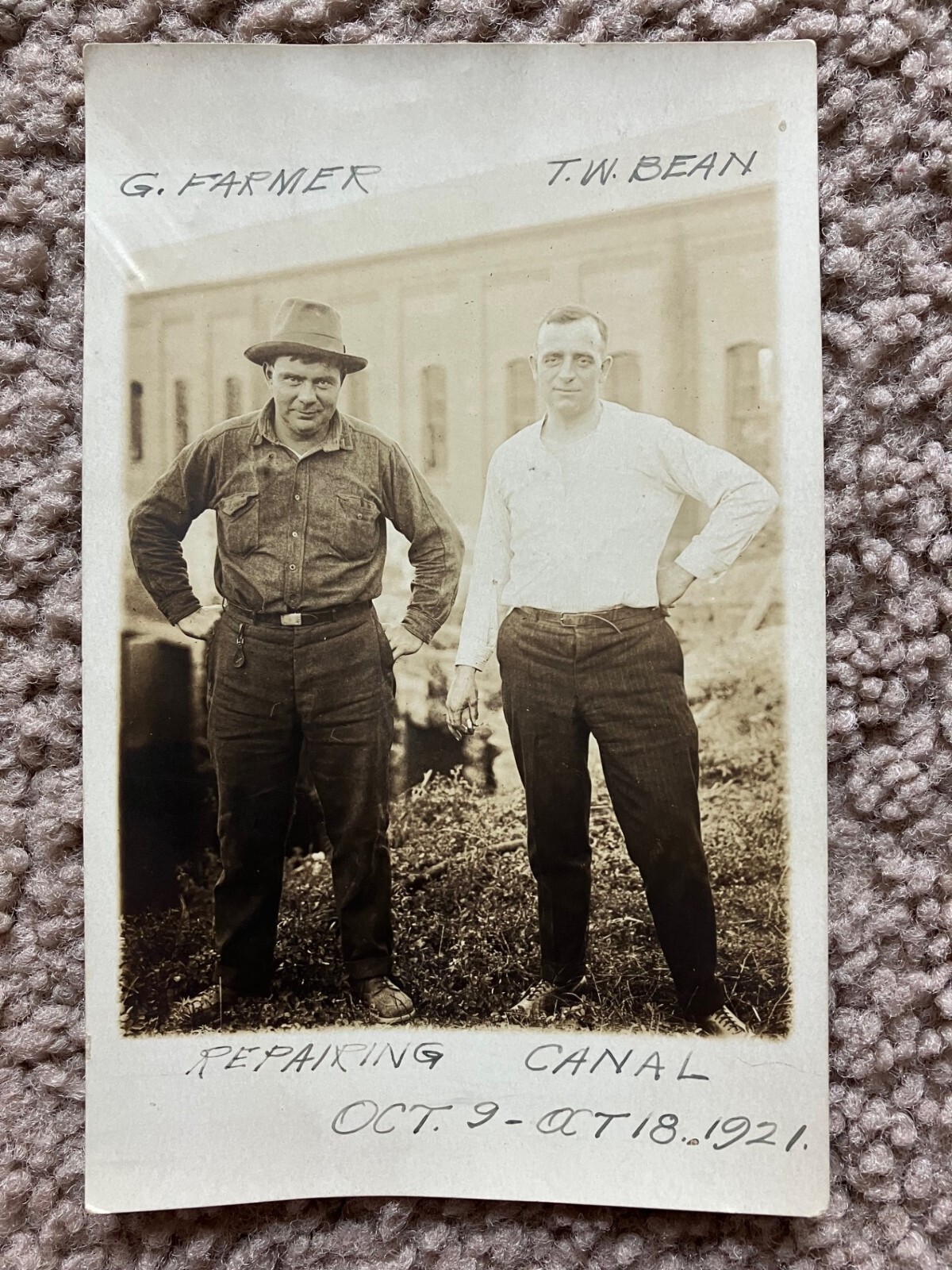 Antique 1921 Holyoke MA RPPC Repairing the Canal Photo Postcard Unused Men