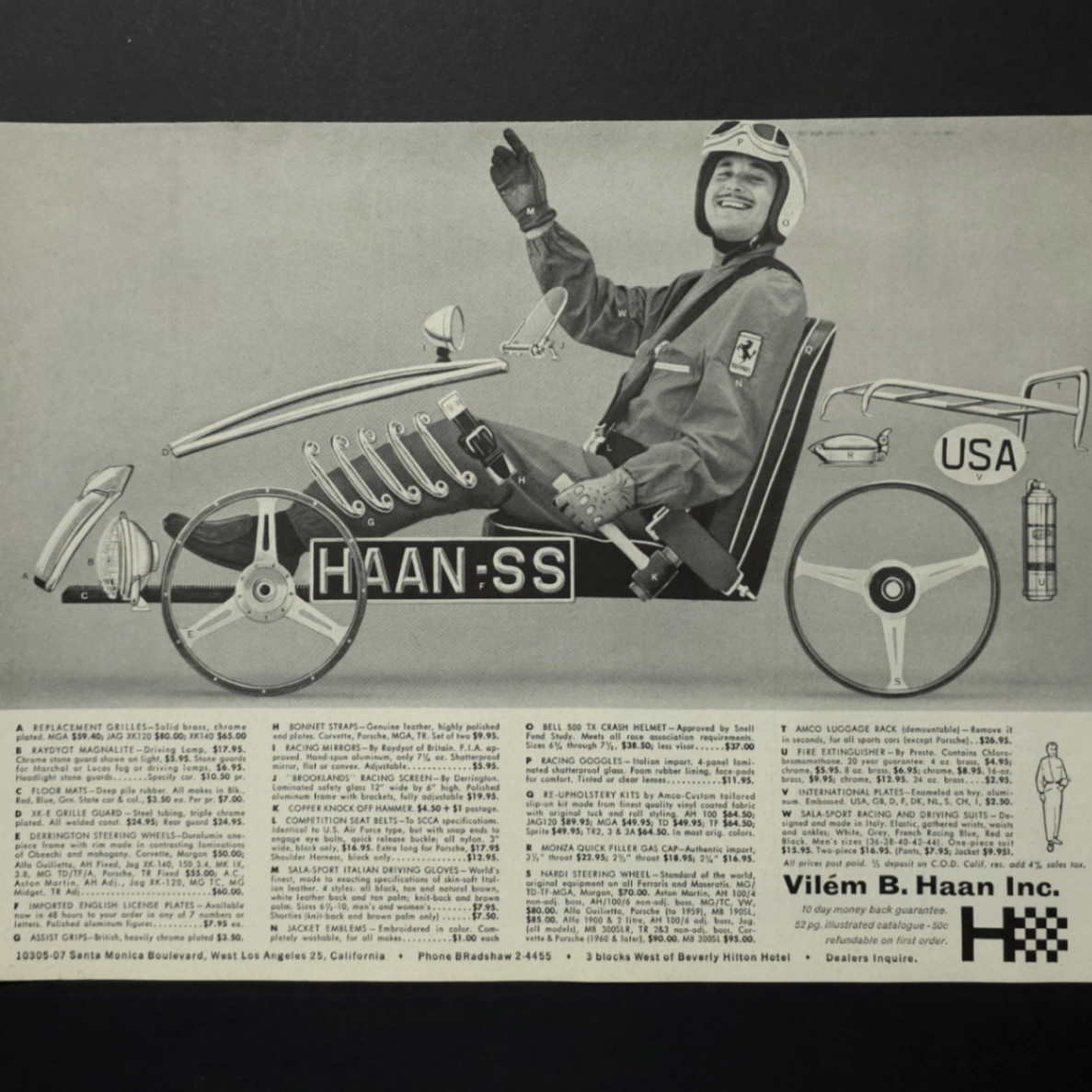Vilem B Haan Sports Car Accessories 1962 Vtg Print Ad