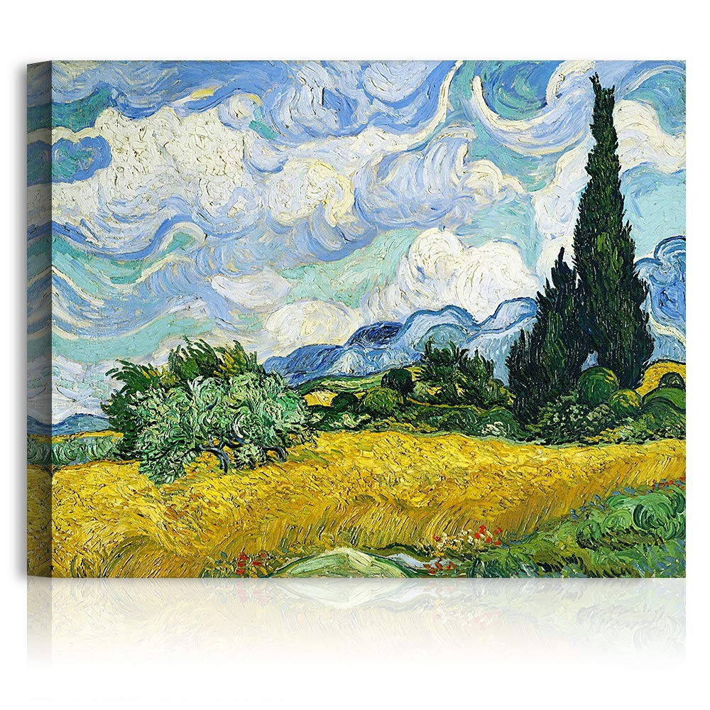 A&T ARTWORK Wheat Field with Cypresses Van Gogh Giclee Print 30x24 inches