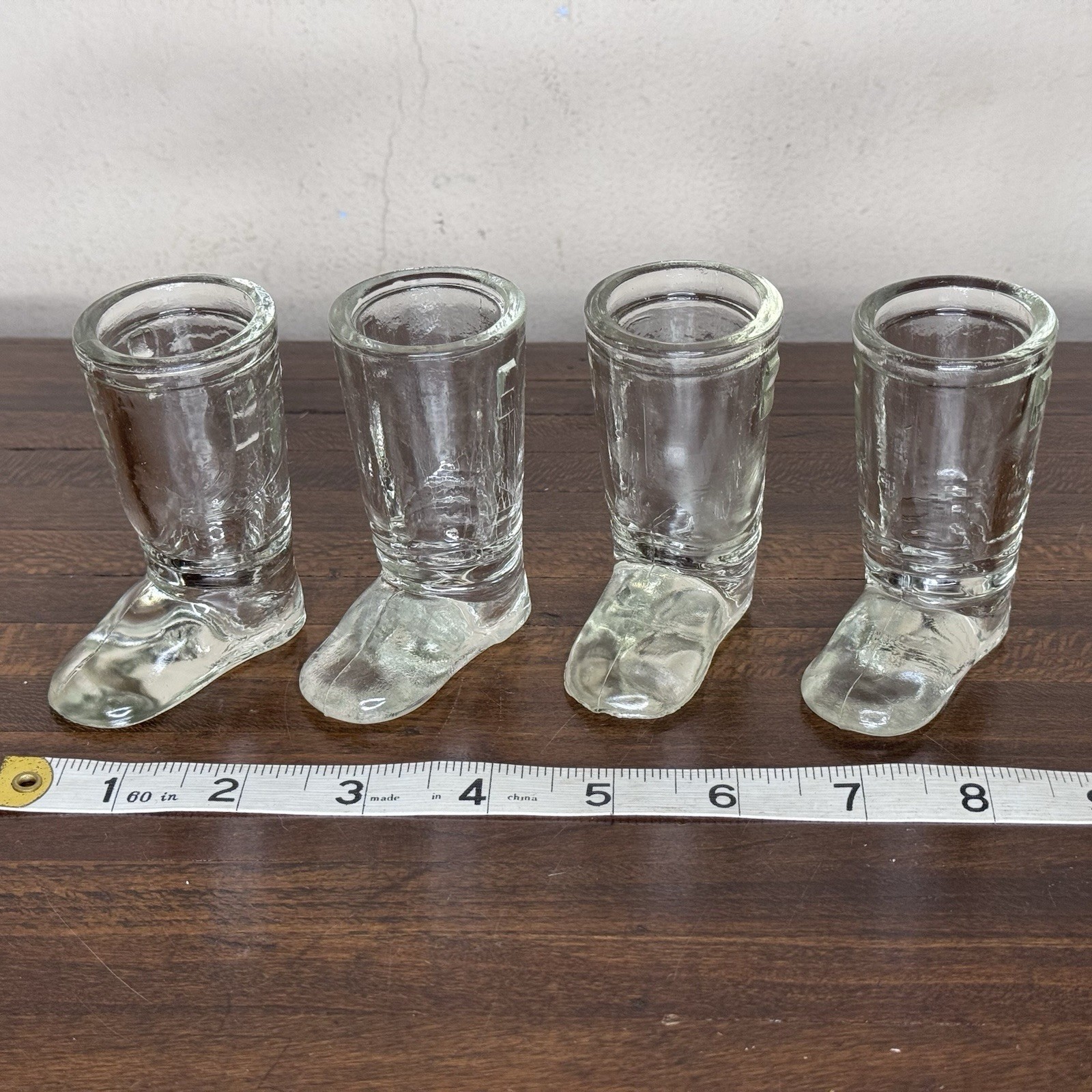 4 Vtg Boot 1oz Shot Glass Mid Century Bar Barware Whiskey Bourbon Liquor