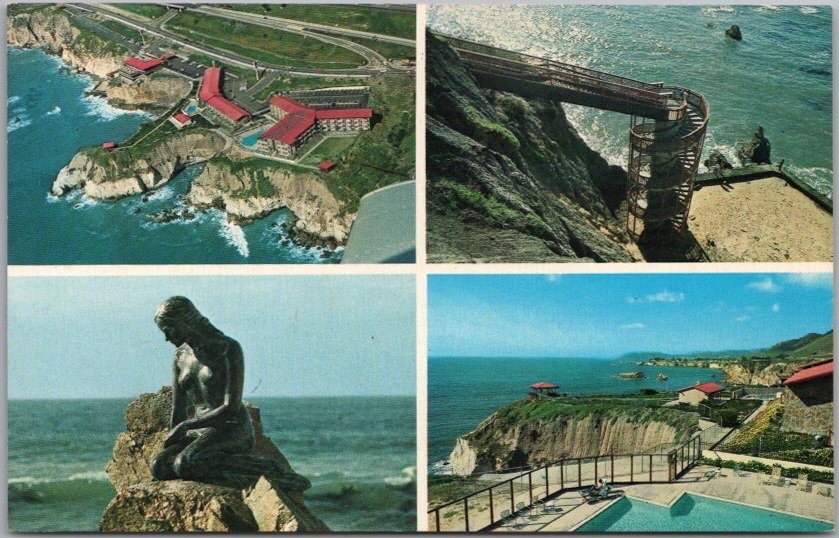 Vintage PISMO BEACH, California Postcard SHORE CLIFF LODGE & INN - 1960s Unused