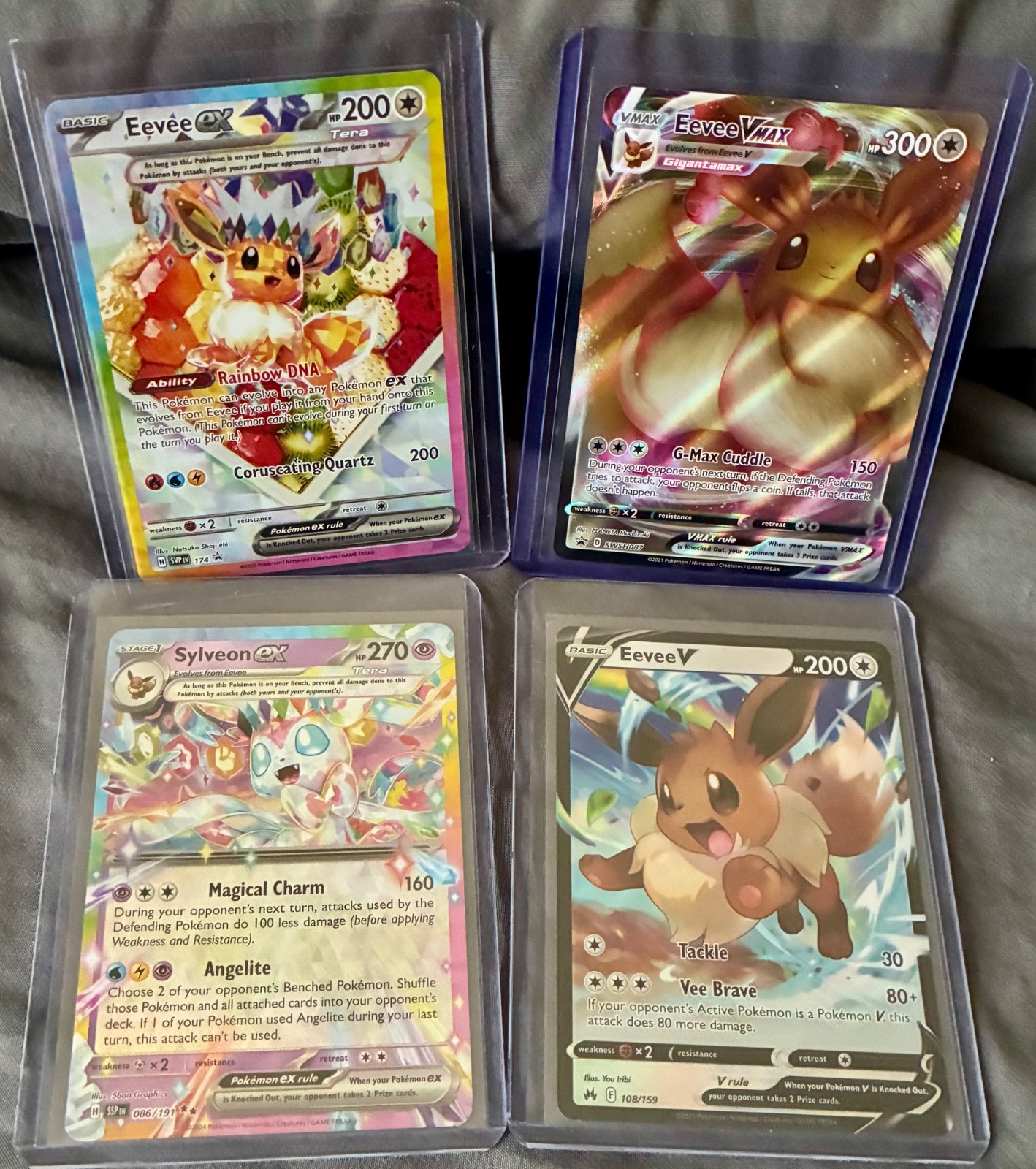 Eevee LOT OF 4 🔥ex 174 SV: Promo, VMAX Promo, V 108/159 & Sylveon ex 🔥 NM Eevee LOT OF 4 🔥ex 174 SV: Promo, VMAX Promo, V 108/159 & Sylveon ex 🔥 NM