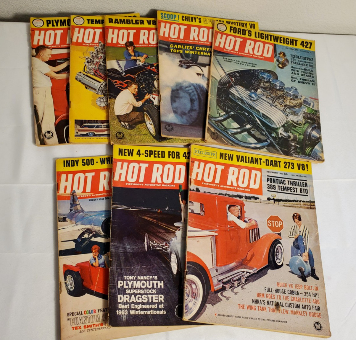 HOT ROD Magazine Vintage 1963 Lot of 8 (Z3)
