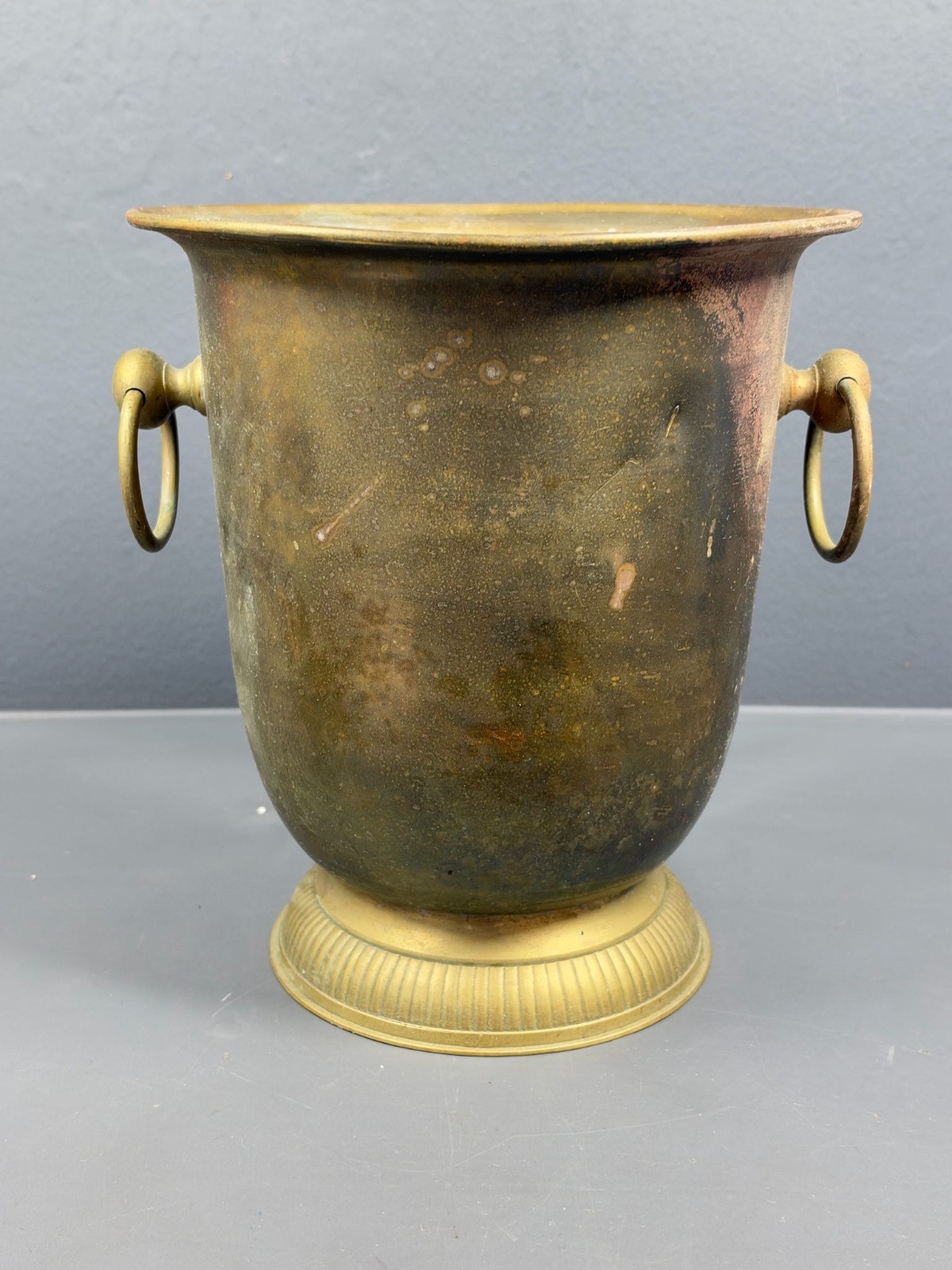 Vintage Solid Brass Ice Bucket Wine Cooler Ring Handles Made in India Vintage Solid Brass Ice Bucket Wine Cooler Ring Handles Made in India