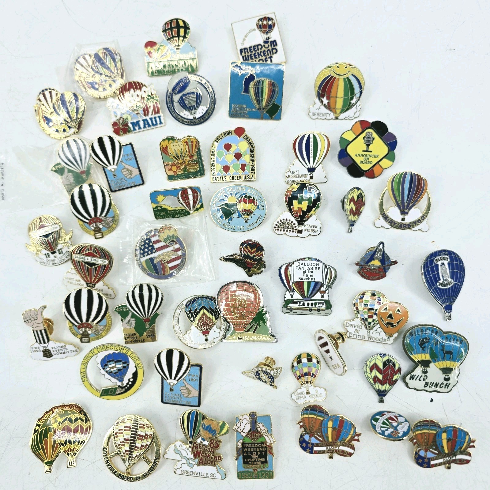 Vintage Hot Air Balloon Enamel Lapel Hat Pin Lot Souvenir Festival Enamel 47pc Vintage Hot Air Balloon Enamel Lapel Hat Pin Lot Souvenir Festival Enamel 47pc