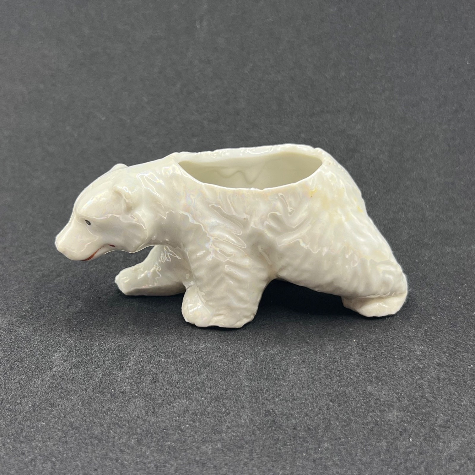 Vintage Japan Porcelain Polar Bear Figurine Miniature Toothpick Holder Planter