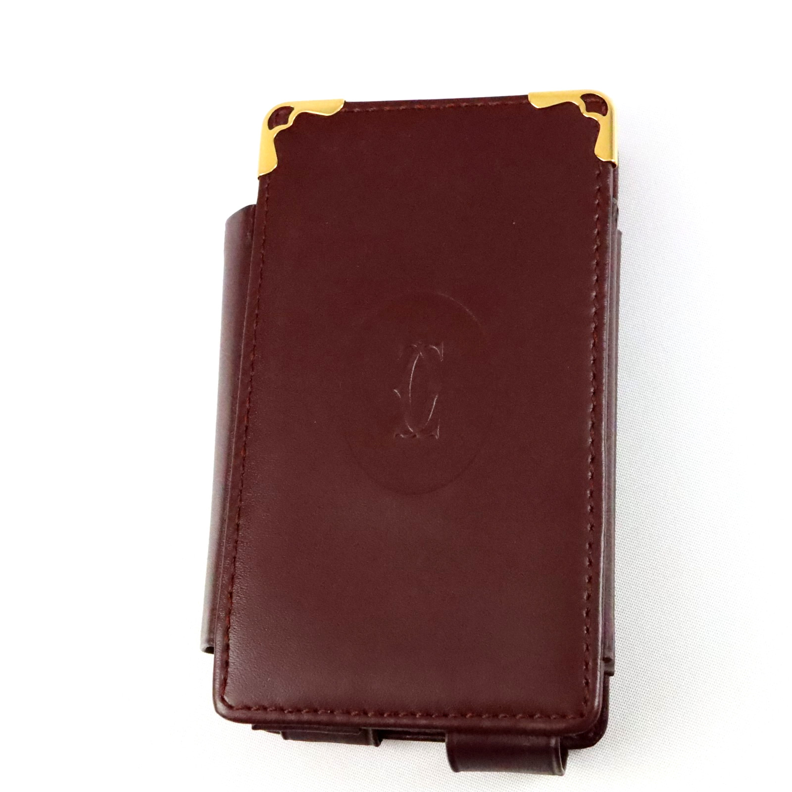 Cartier Must de Cartier Bordeaux Leather Cigarette Case w/ Gold Corners Vintage Cartier Must de Cartier Bordeaux Leather Cigarette Case w/ Gold Corners Vintage