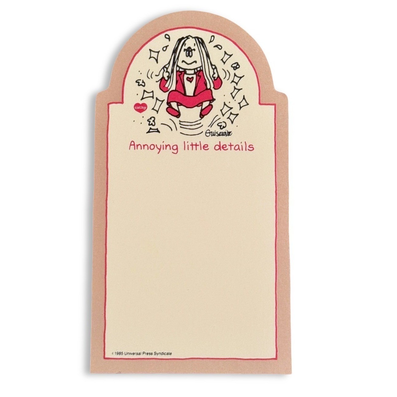 Cathy Comic Strip Vintage Annoying Little Details Notepad Pink 1982 Collectible