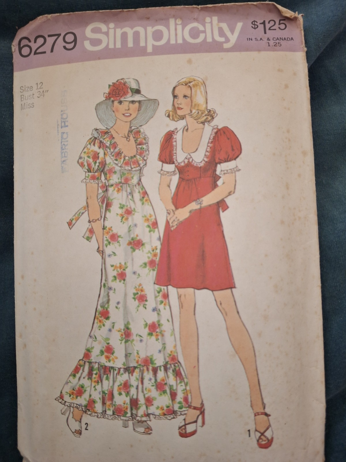 Vintage Simplicity Dress Pattern 6279 Bust 34 Vintage Simplicity Dress Pattern 6279 Bust 34