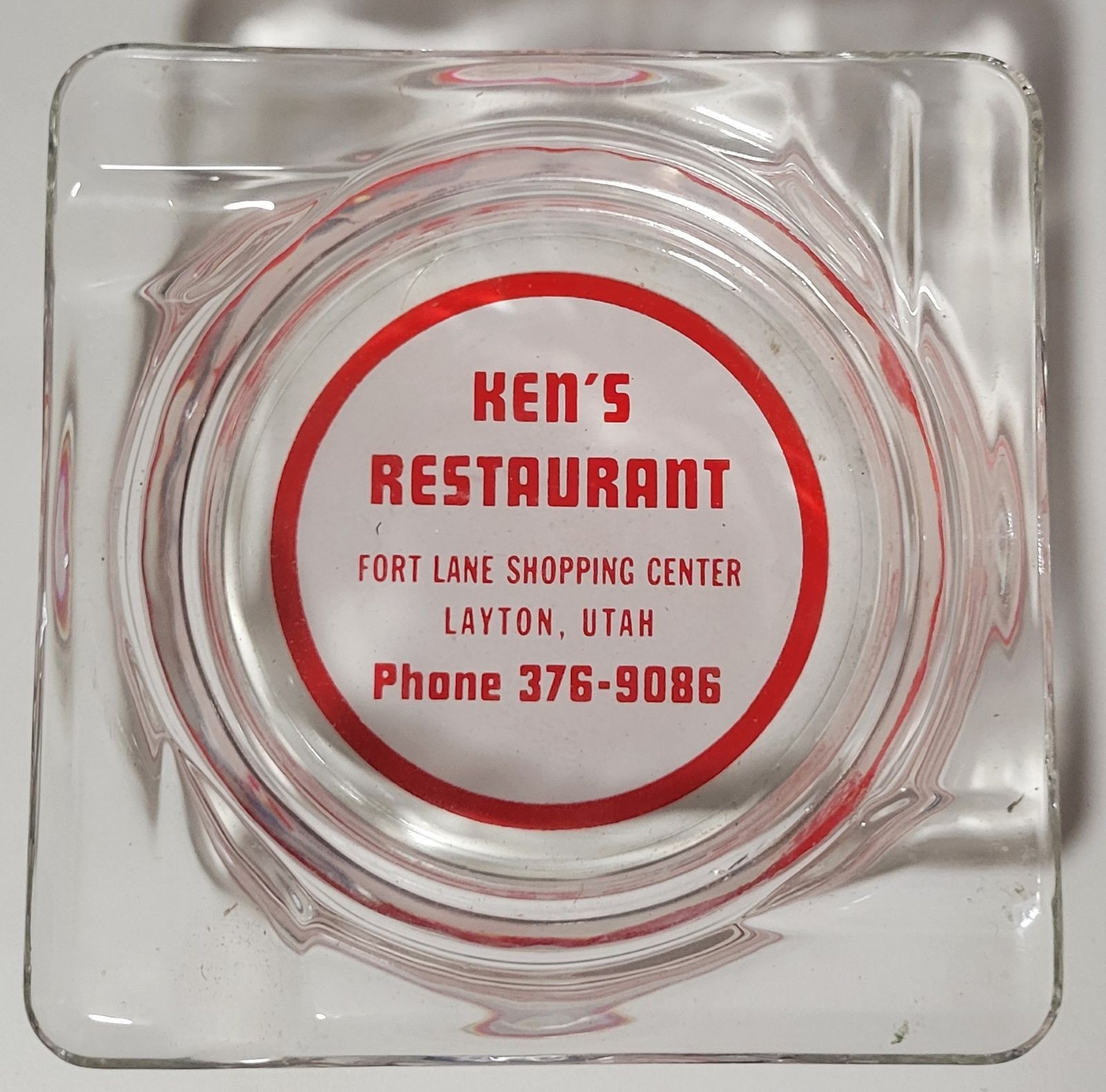 Vintage KEN\'S Restaurant GLASS Ashtray Layton, Utah