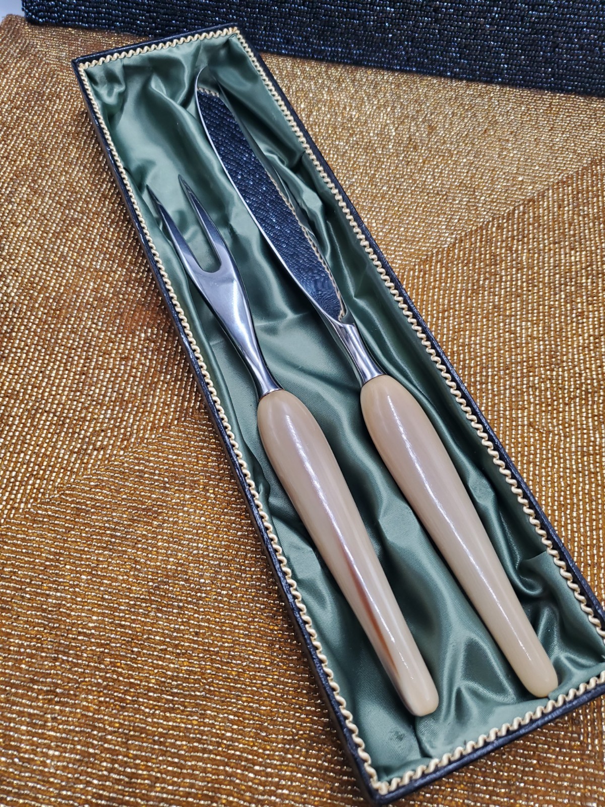 Vintage Peaso Solingen Germany 2 Piece Carving Set in Box Stainless Cutlery (C39 Vintage Peaso Solingen Germany 2 Piece Carving Set in Box Stainless Cutlery (C39