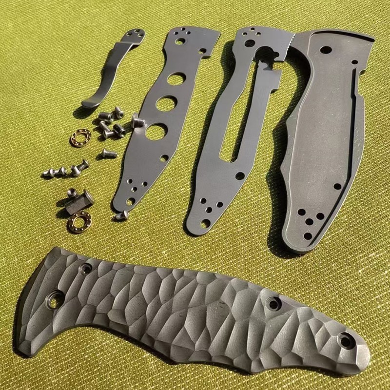 One Set Titanium Handle Scales+N690 Stainless Steel Blade for Spyderco Yojimbo