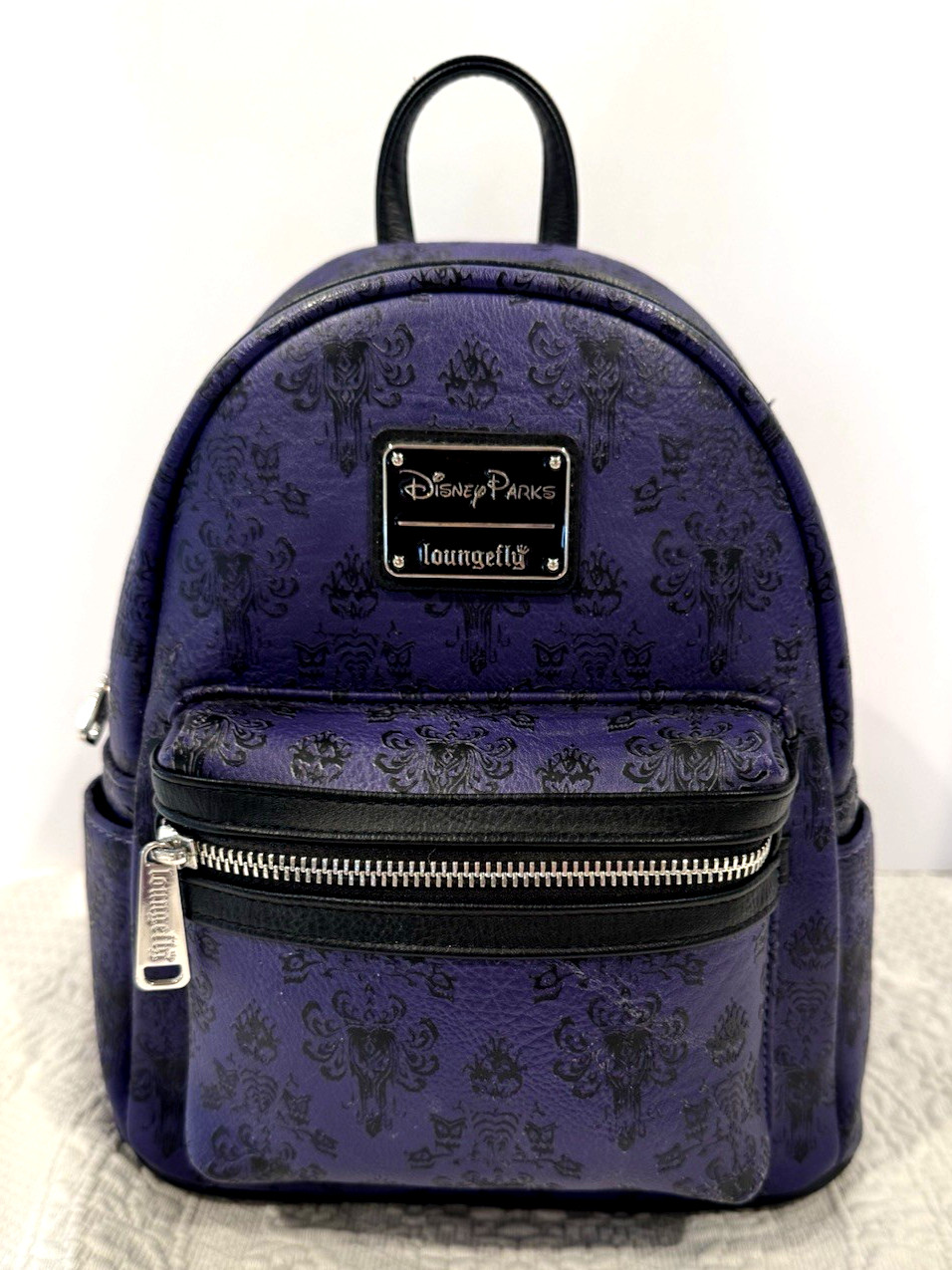 Disney Parks Loungefly Purple Haunted Mansion Wallpaper Mini Backpack