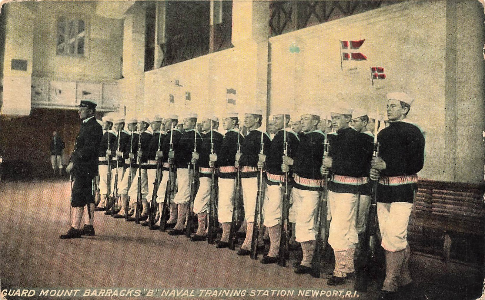 MILITARY POSTCARD: GUARD MOUNT BARRACKS \